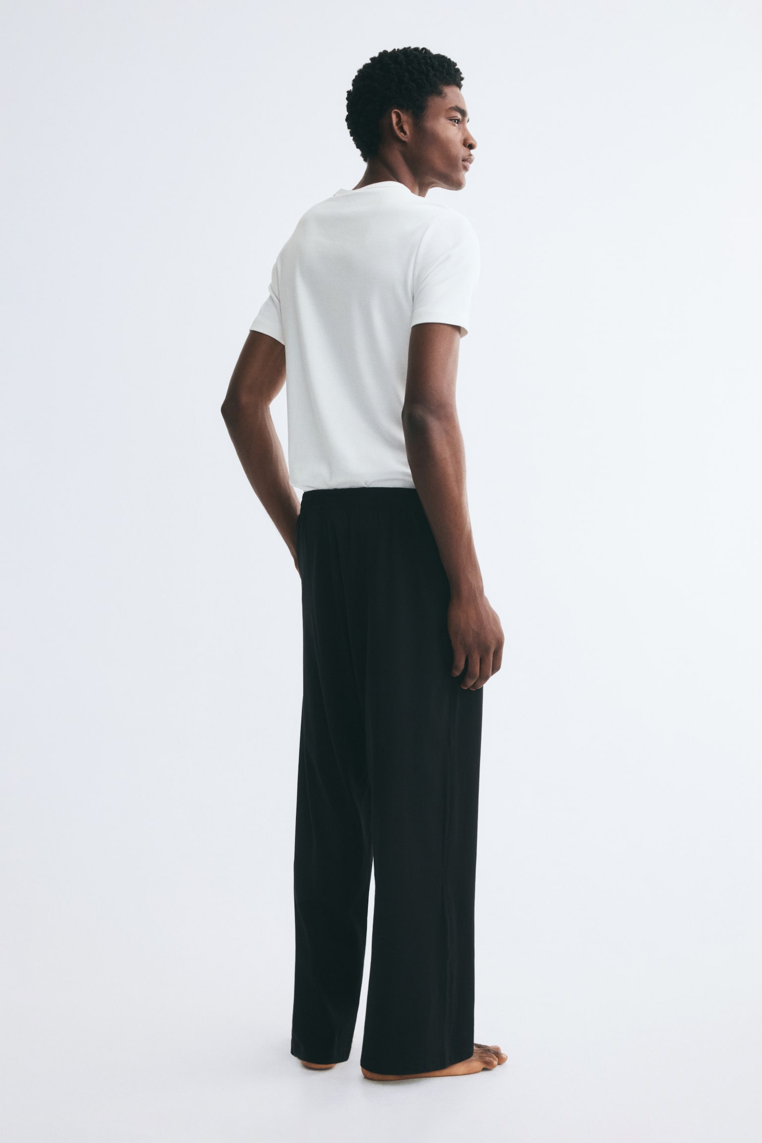Мужские брюки H&M 2-Pack Regular-Fit Cotton Sweatpants, цвет: Чёрный / Серый меланжевый — фото 4
