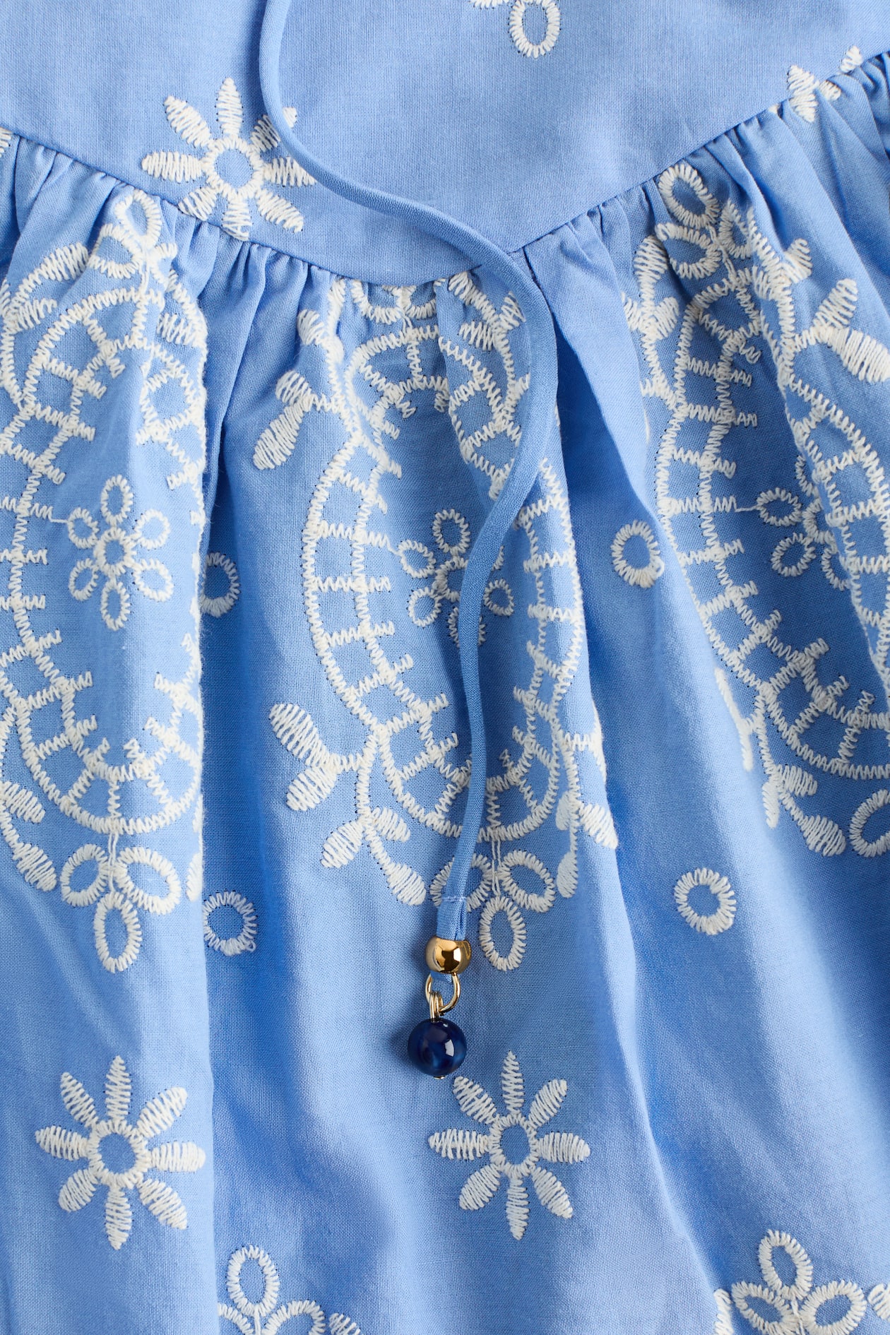Embroidered Dress with Tie Shoulder Straps - image 5