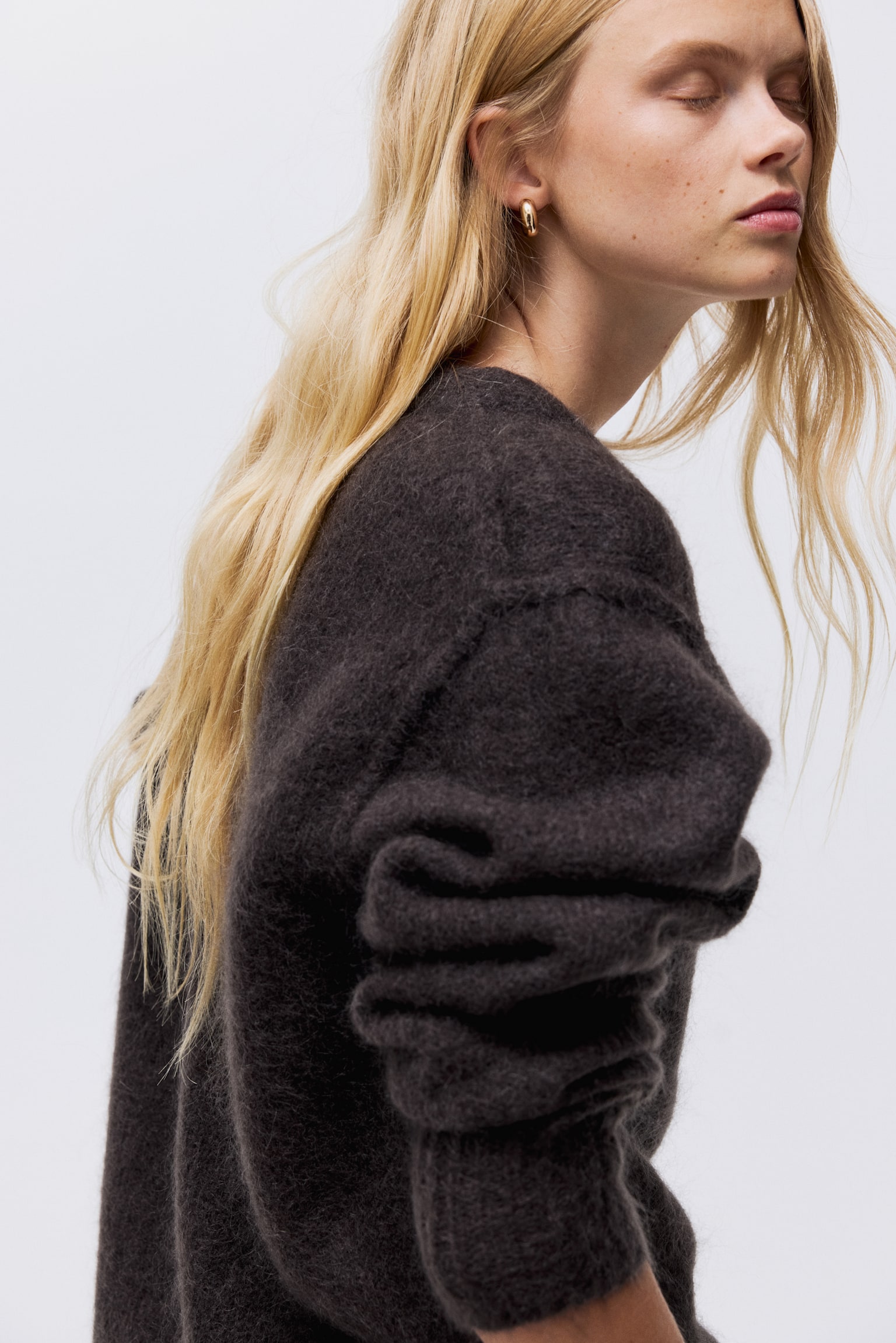 Mohair-blend cardigan - Dark brown/Light beige/Black - 4