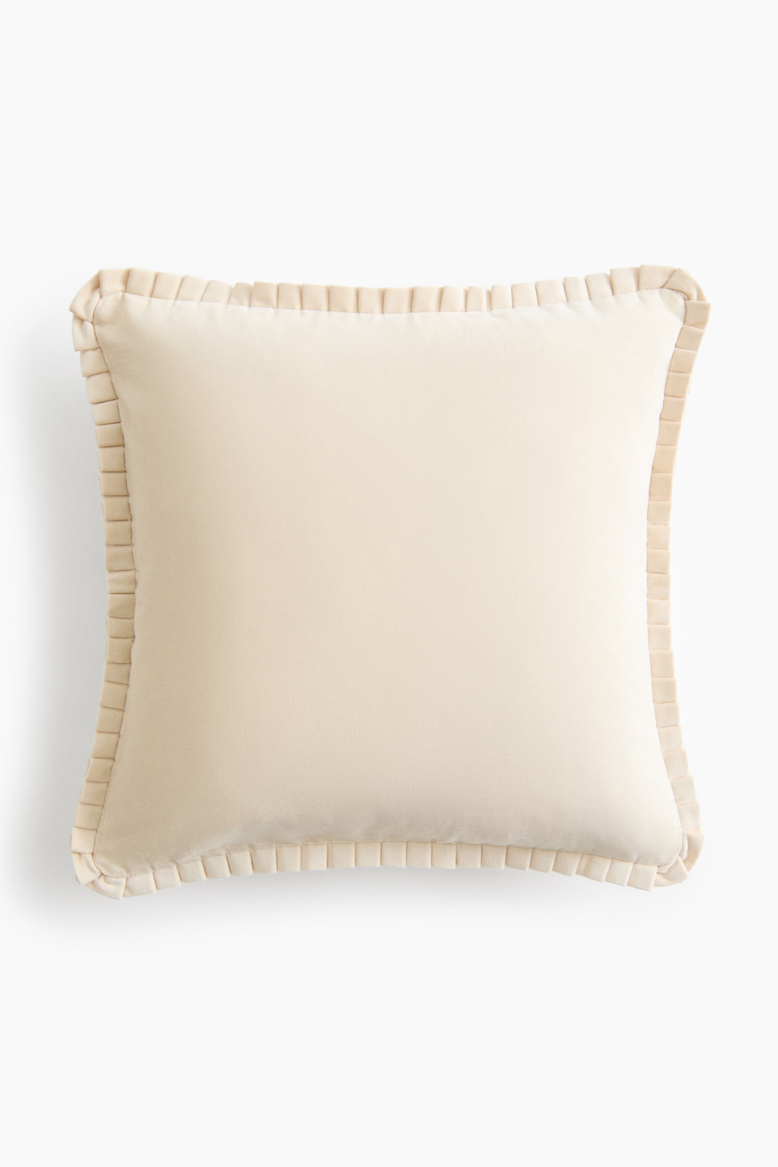 Pleated velvet cushion cover - Light beige/Dark brown/Dark red