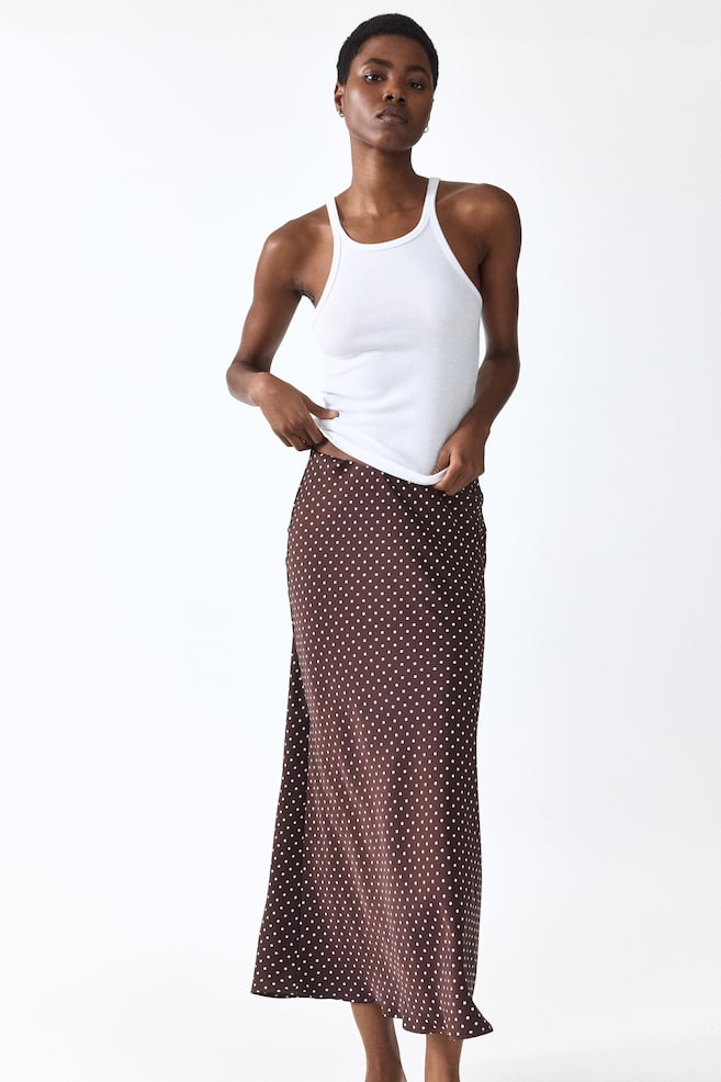 Midi Skirt - Dark brown/polka dot/Olive green/Burnt orange/Light beige/patterned/Black/White/floral/Pink/White/Light beige - 5