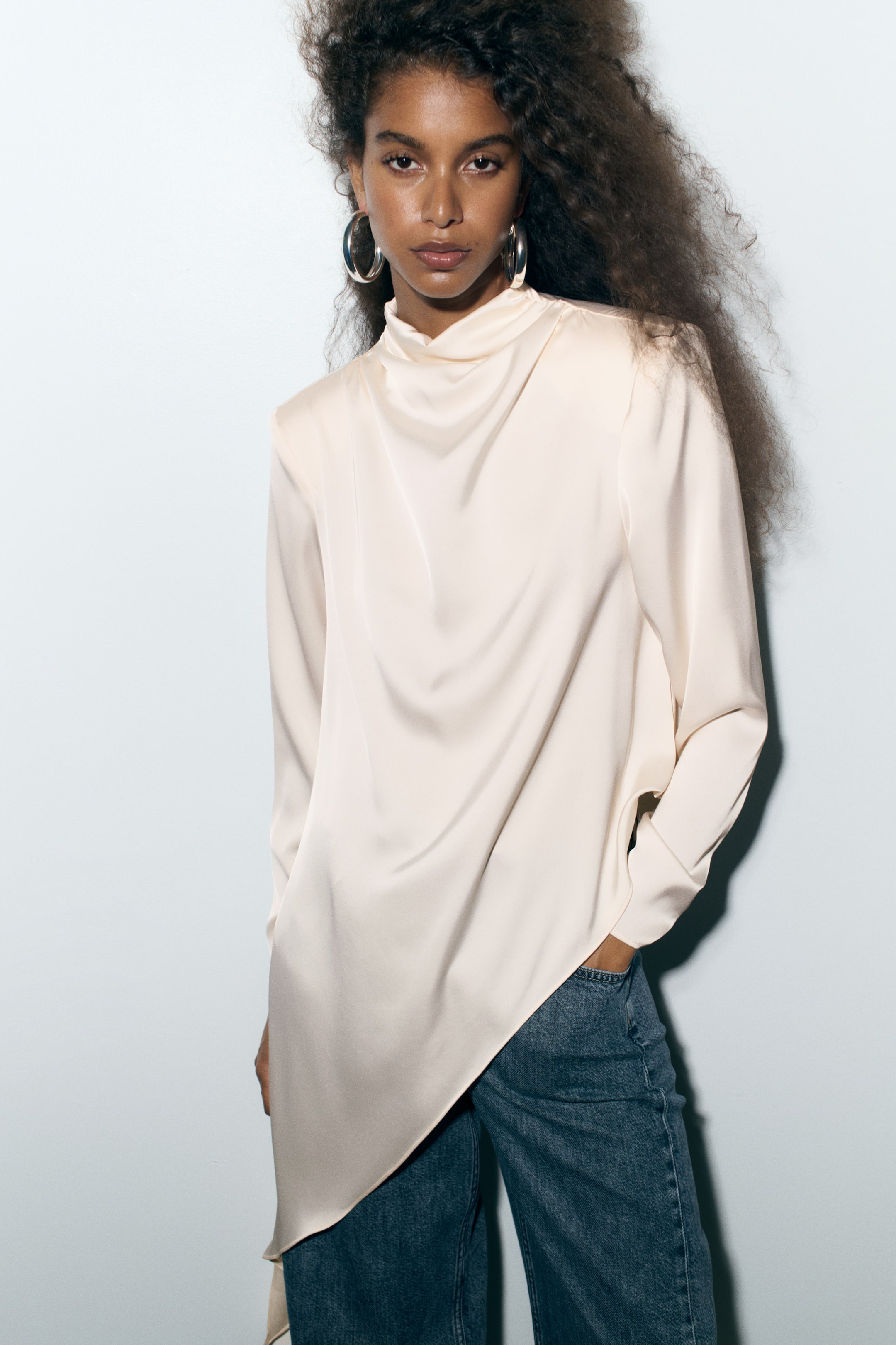 Tie-Detail Satin Blouse