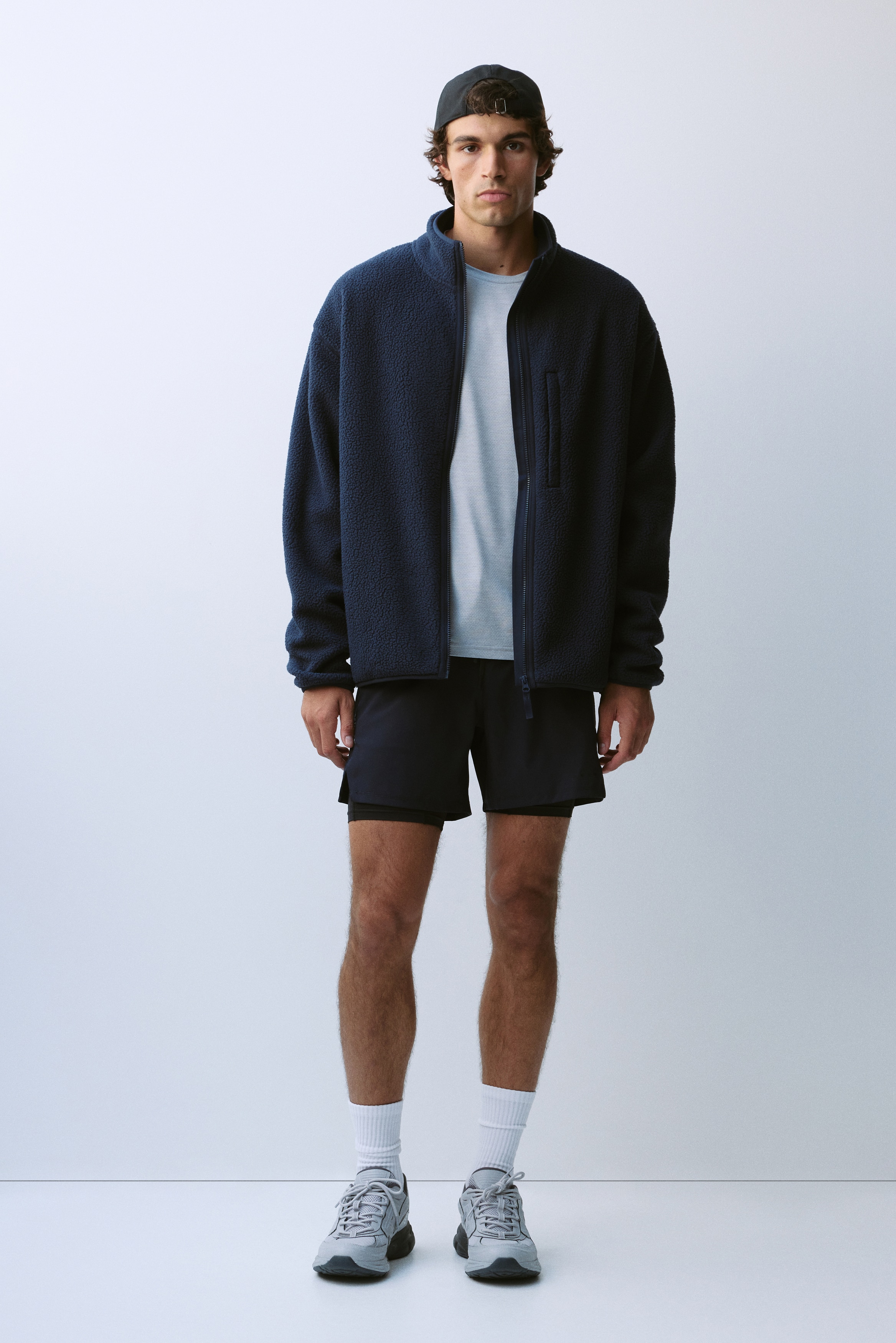 Men's Navy blue Regular Fit Teddy jacket | H&M US