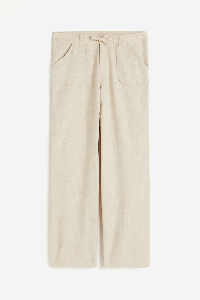 Linen-blend straight trousers - Beige/Black/White - 2