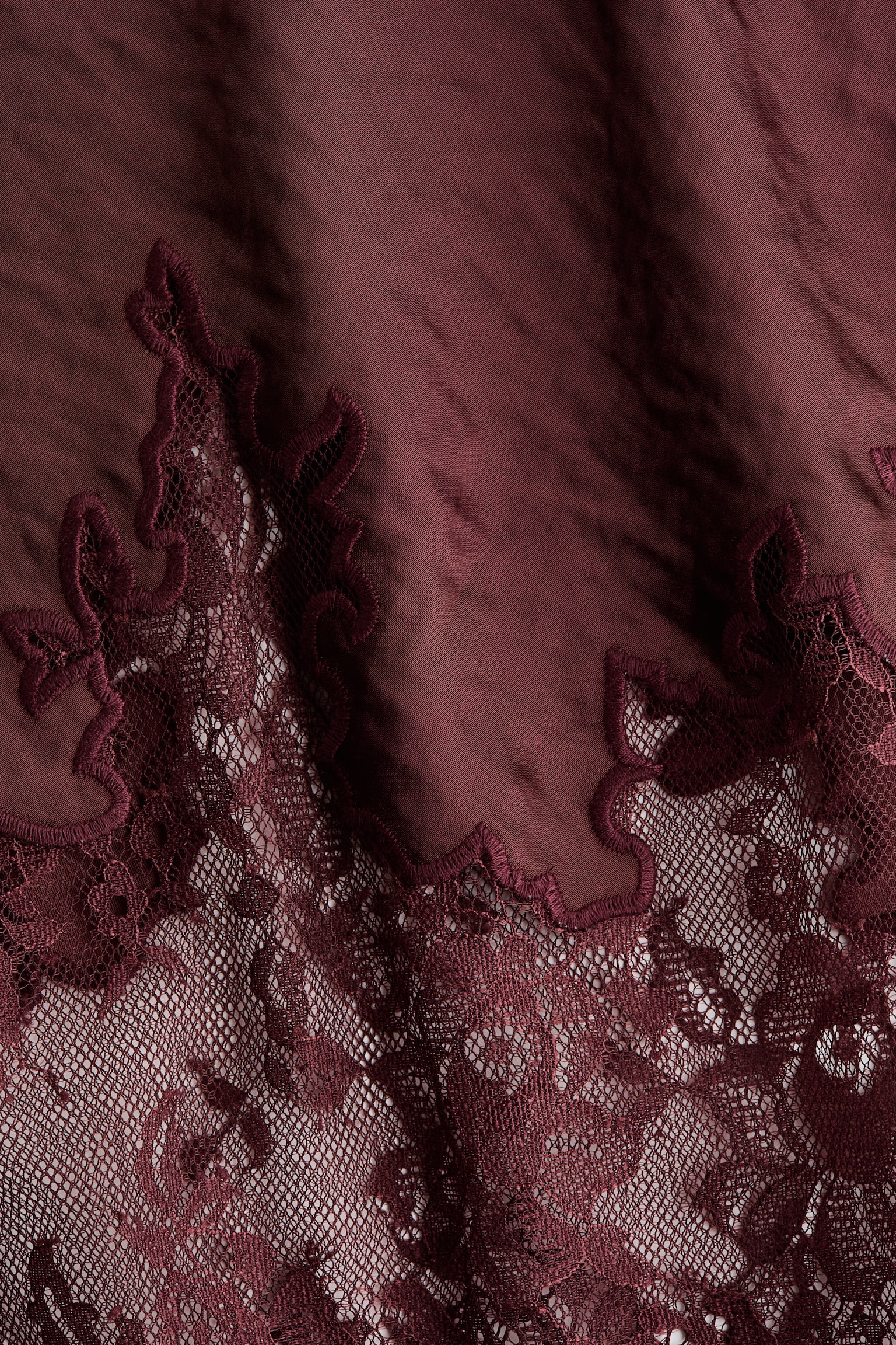 Lace-trimmed satin skirt - Burgundy - 2