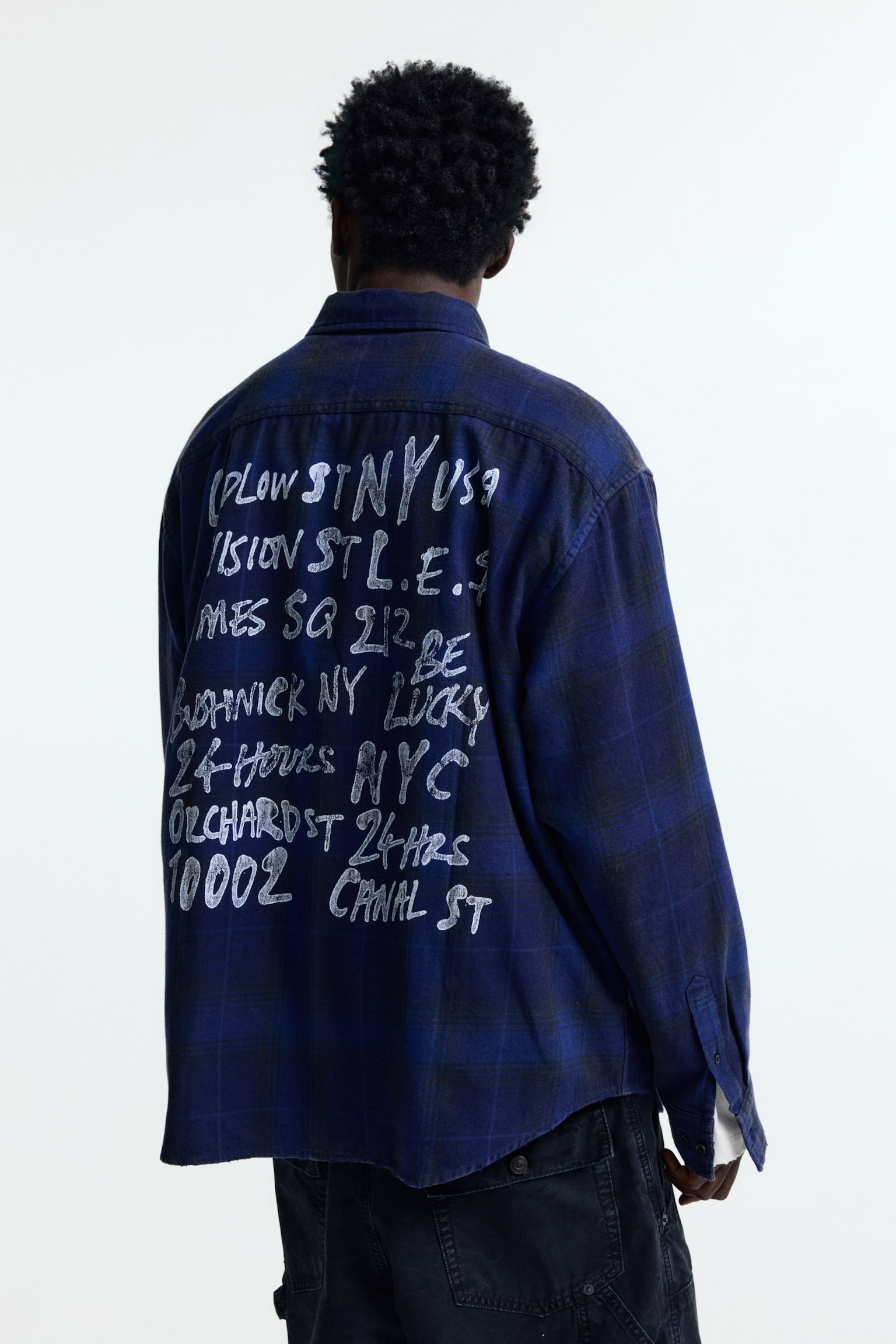 休閒剪裁圖案襯衫 - 深藍色/格紋 - 3