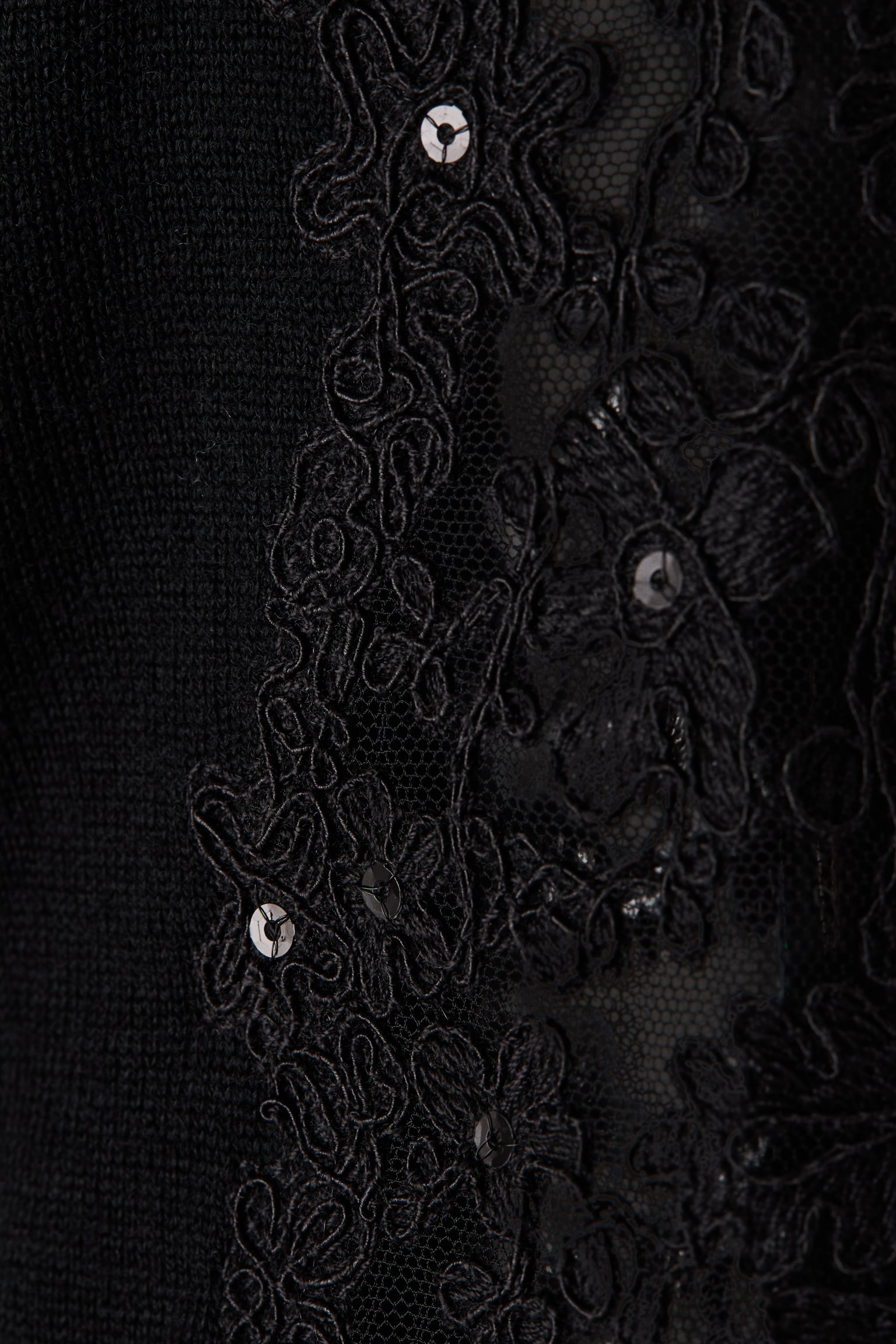 Женский кардиган H&M Lace-Insert Wool, цвет: Чёрный — фото 2