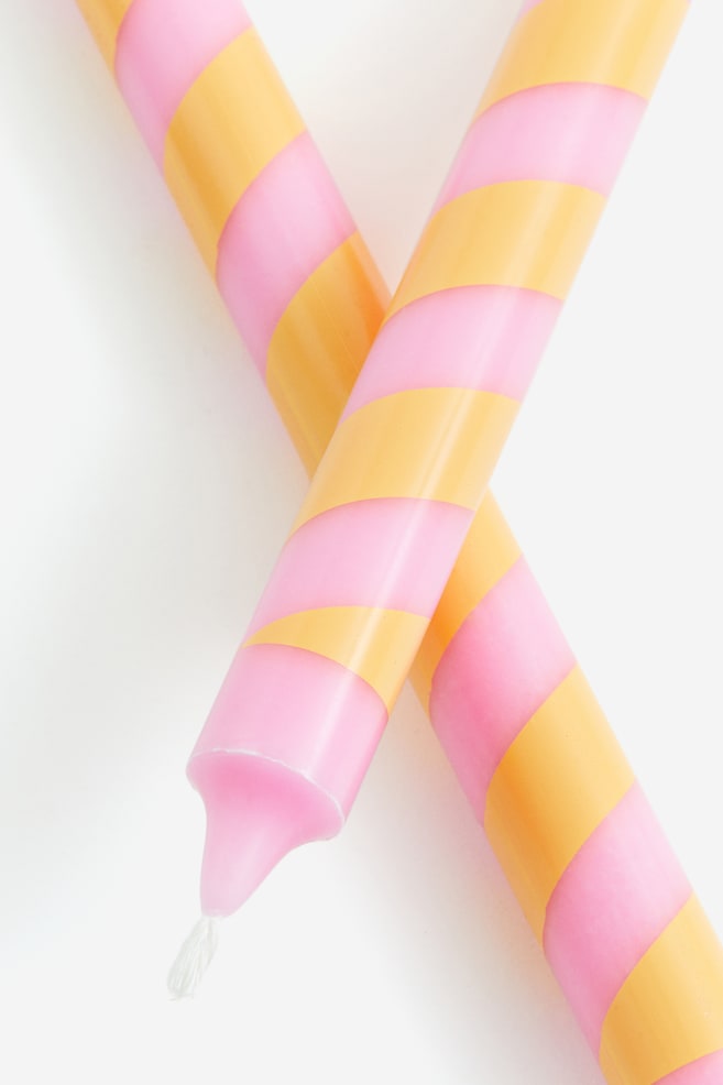 2-pack candy cane candles - Pink/Striped/Red/White/White/Gold-coloured/Brown/Striped/dc/dc - 3