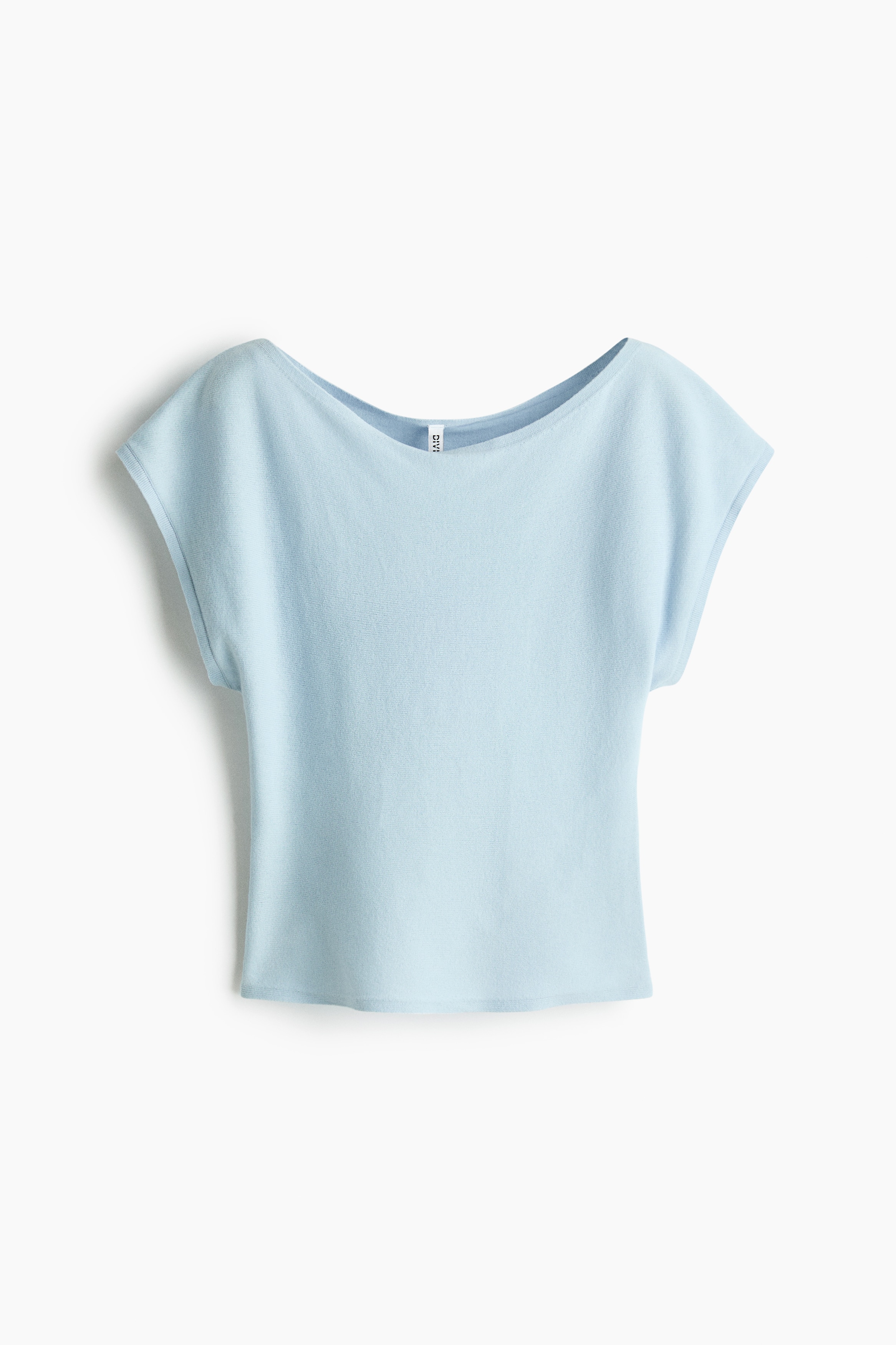 Boat-Neck Top - Light blue/Dark brown