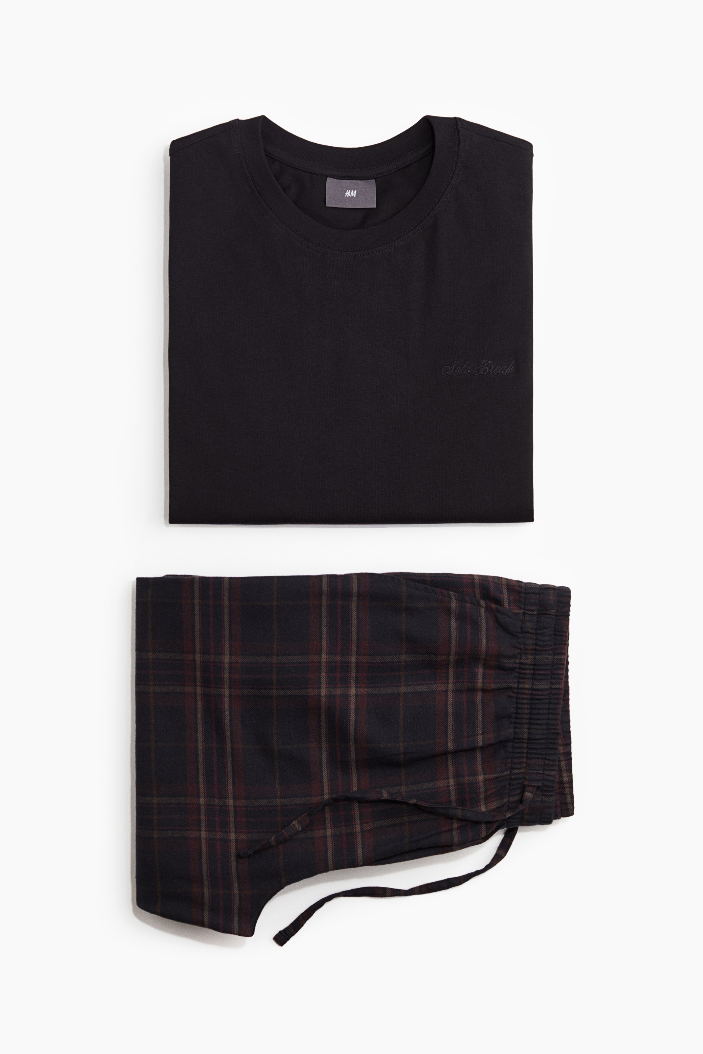 Pijama de dos piezas en algodón - Azul marino/Cuadros/Burdeos/Cuadros/Blanco/Cuadros