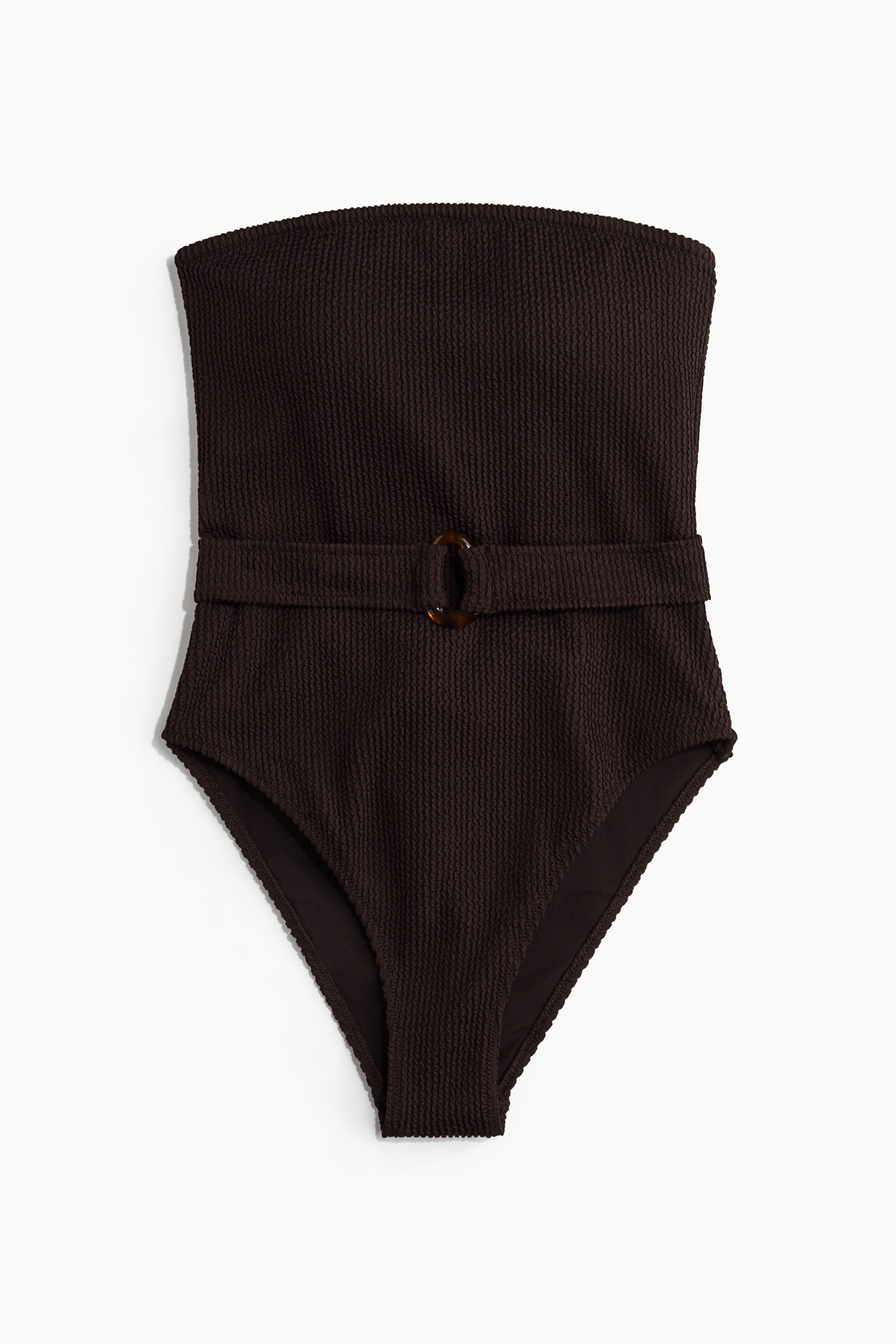 Costume intero a fascia con coppe imbottite - Marrone scuro