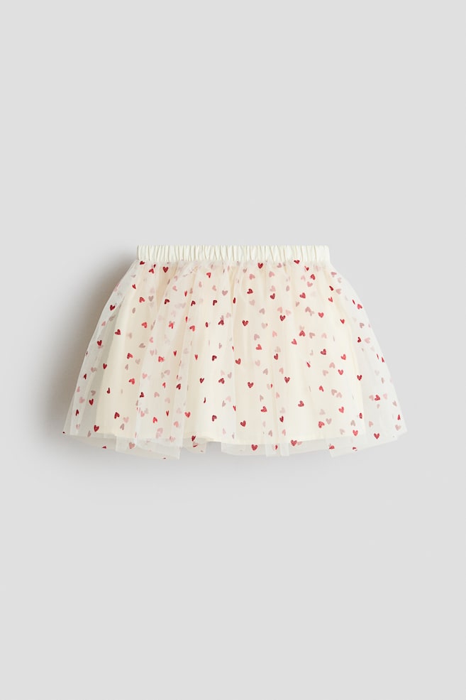 Jupe en tulle scintillant - Blanc/cœurs/Rose corail/pailleté/Rose clair - 1