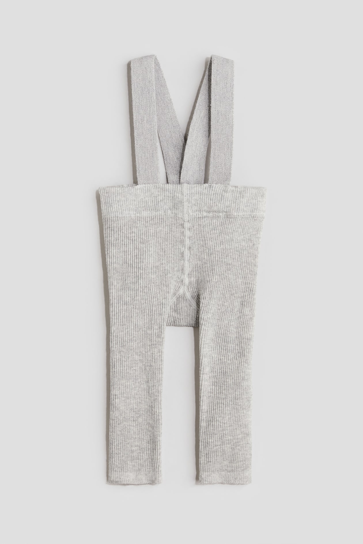 Light gray melange Rib-Knit Leggings with Suspenders for kids | H&M US