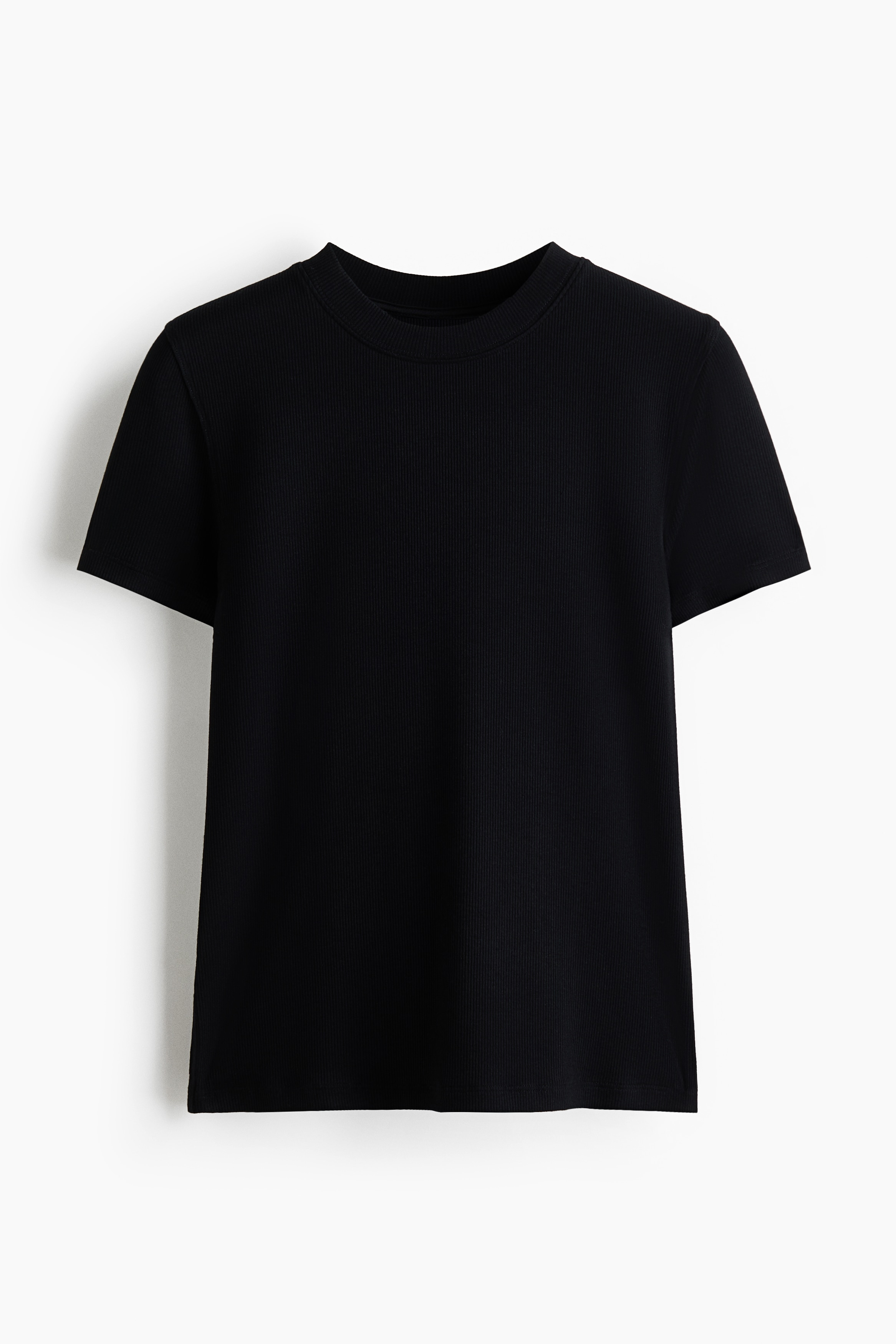 Ribbed viscose T-shirt - Black/Cream/Dark grey/Dusty purple