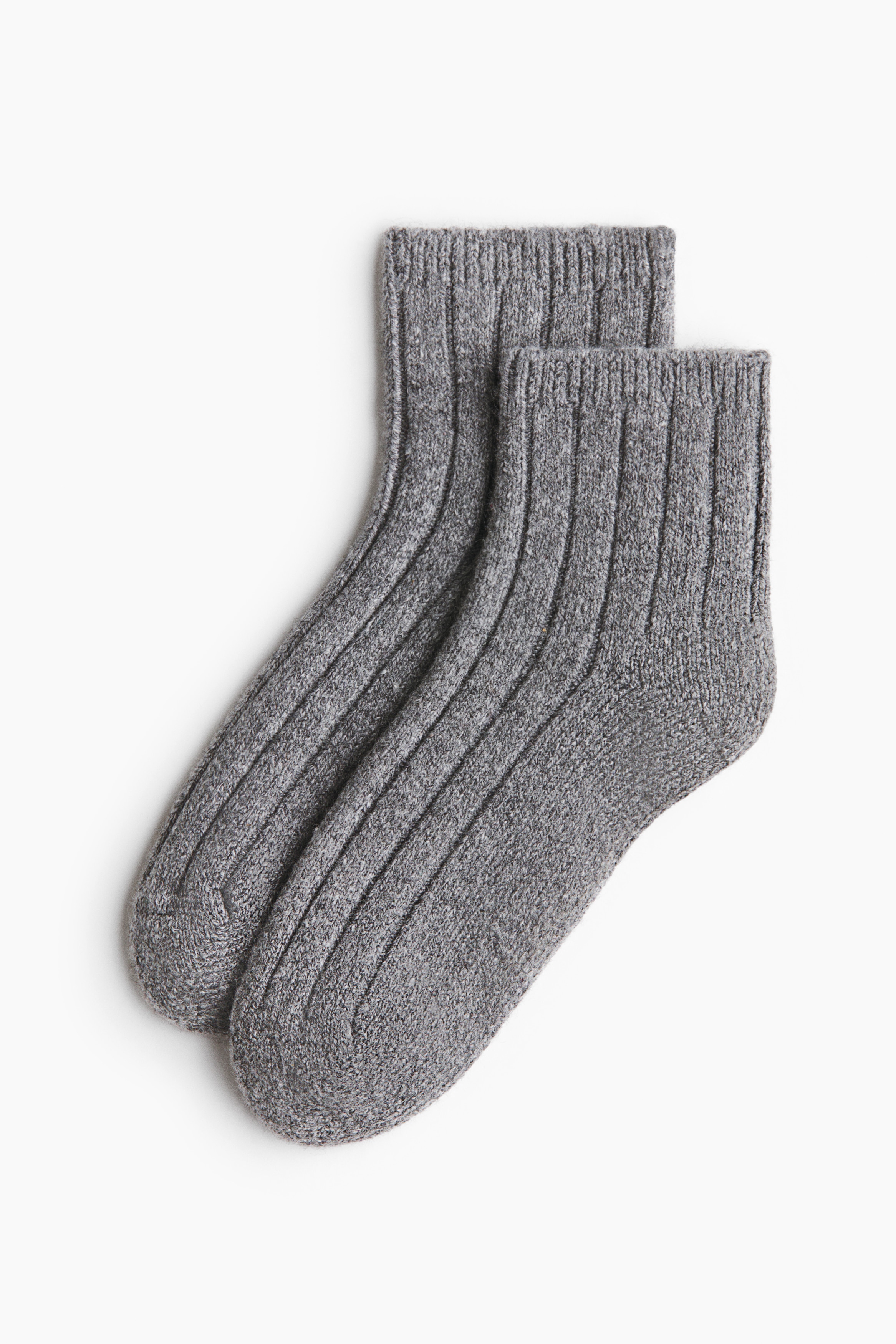 Socquettes en cachemire mélangé - Gris chiné/Marron foncé