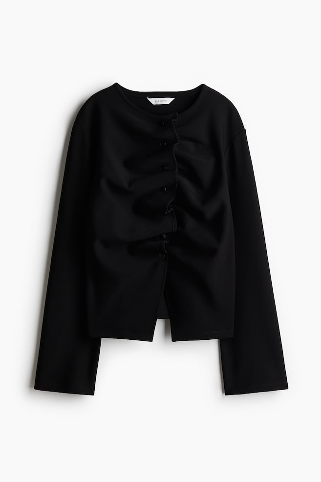 Geraffter Cardigan - Schwarz - 1
