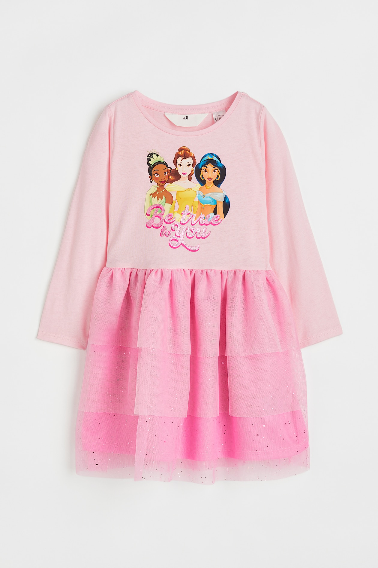 tulle-skirt-dress-round-neck-long-sleeve-pink-disney-princesses