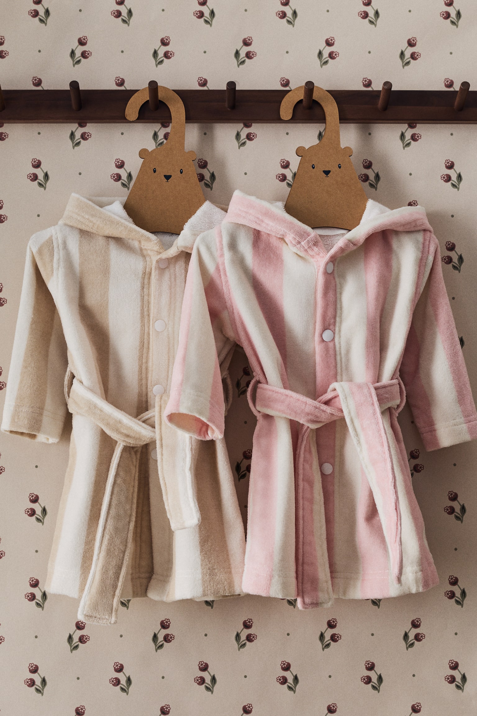 Дитячий махровий халат - Світло-рожевий/смужки/Зелений/смужки/Світло-бежевий/смужки - 2