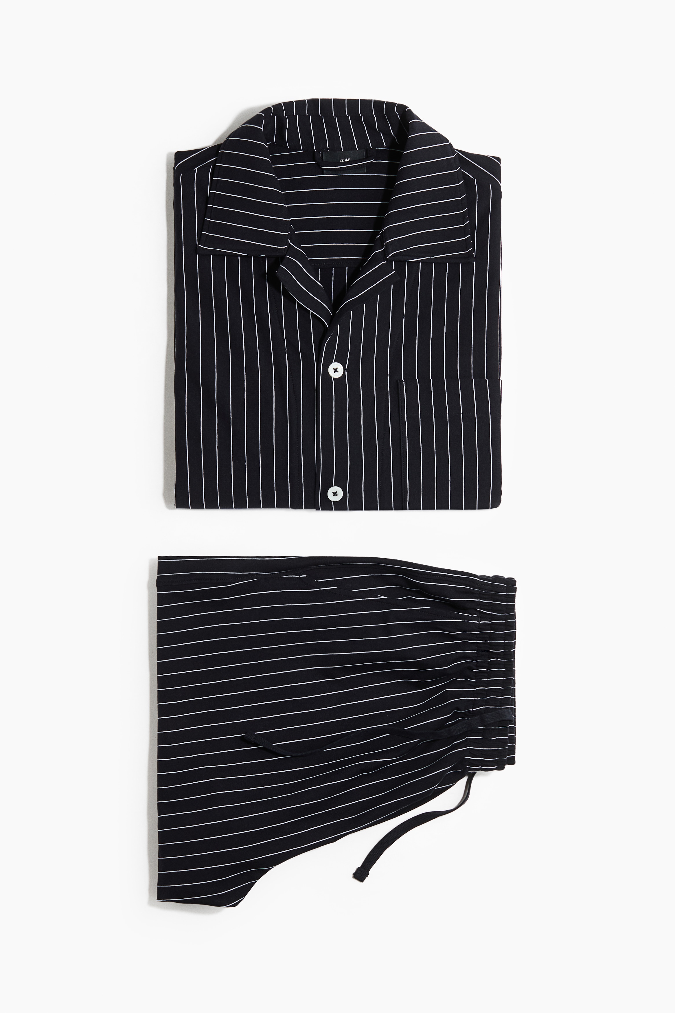 2-Piece Cotton Loungewear Set - Navy blue/striped