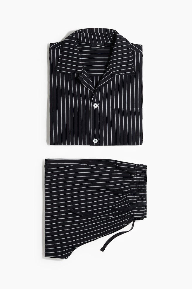 Conjunto 2 piezas de ropa de casa en algodón - Azul marino/Franjas - 1