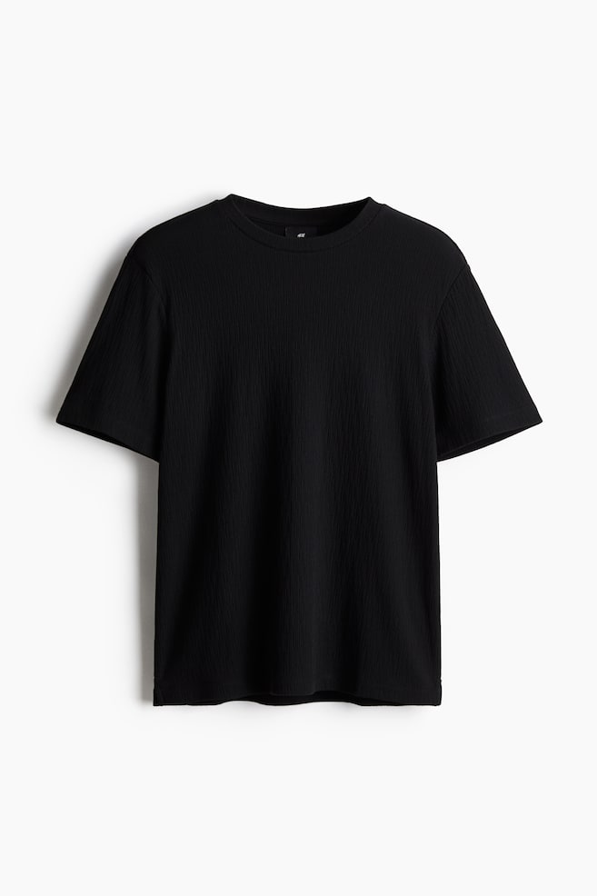 T-Shirt mit Struktur in Regular Fit - Schwarz/Weiß - 1