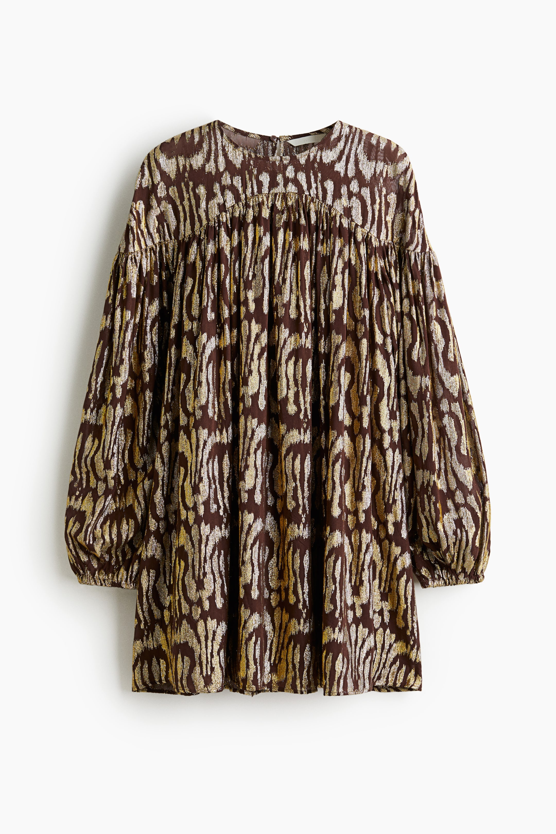 Vezi imaginea mai mare: Oversized jacquard-weave dress - Maro-închis/motive | H&M RO 5