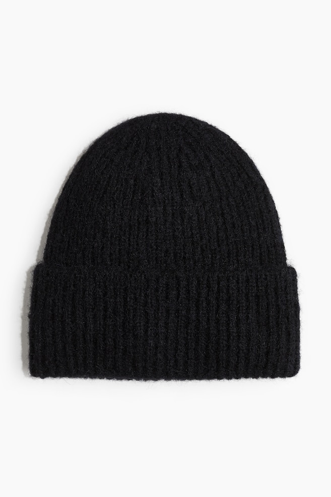 Rib-knit beanie - Black/Dark grey/White - 1