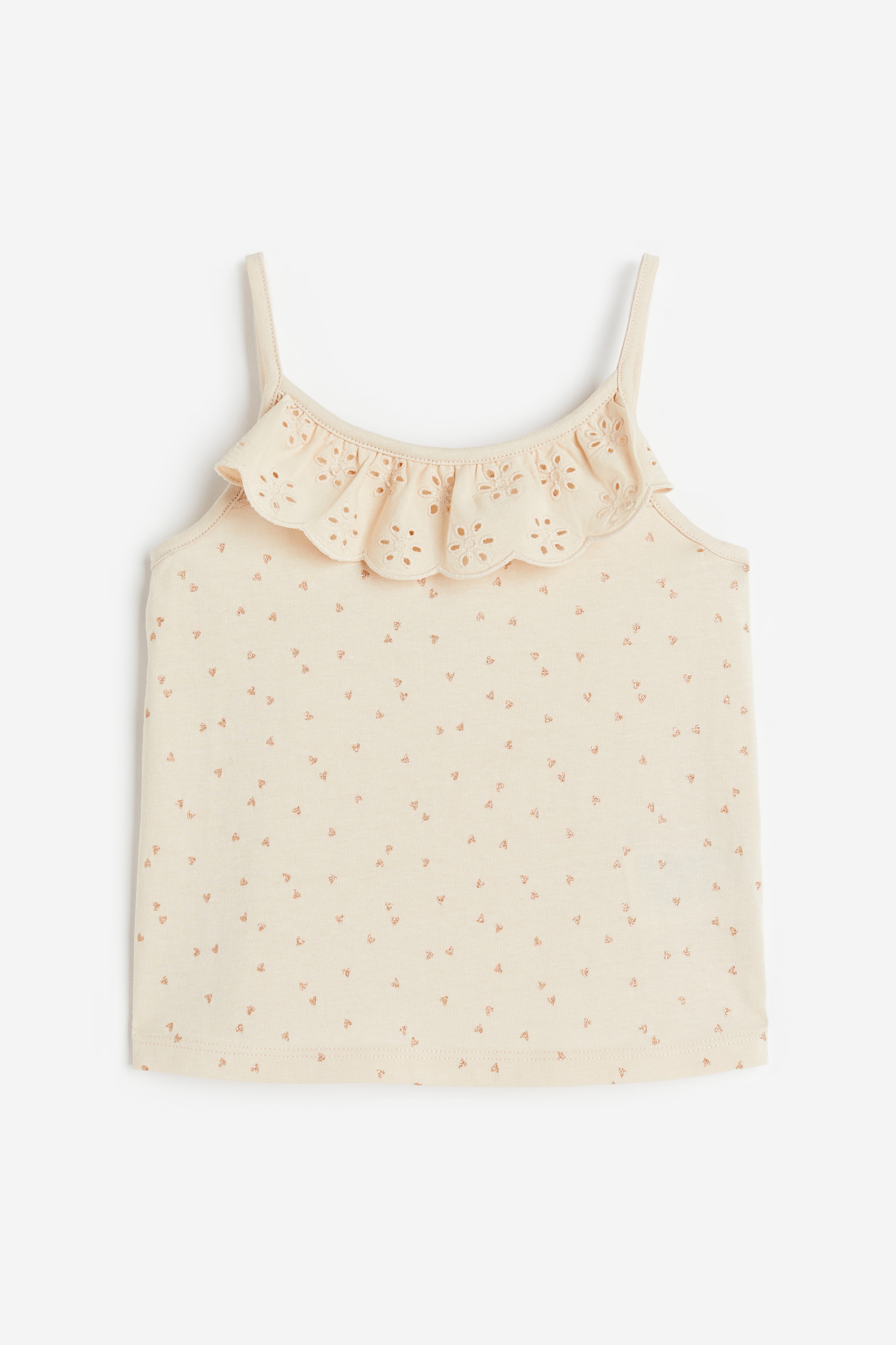 View larger image: Flounce-trimmed strappy top - Light beige/Hearts - Kids | H&M IN 1