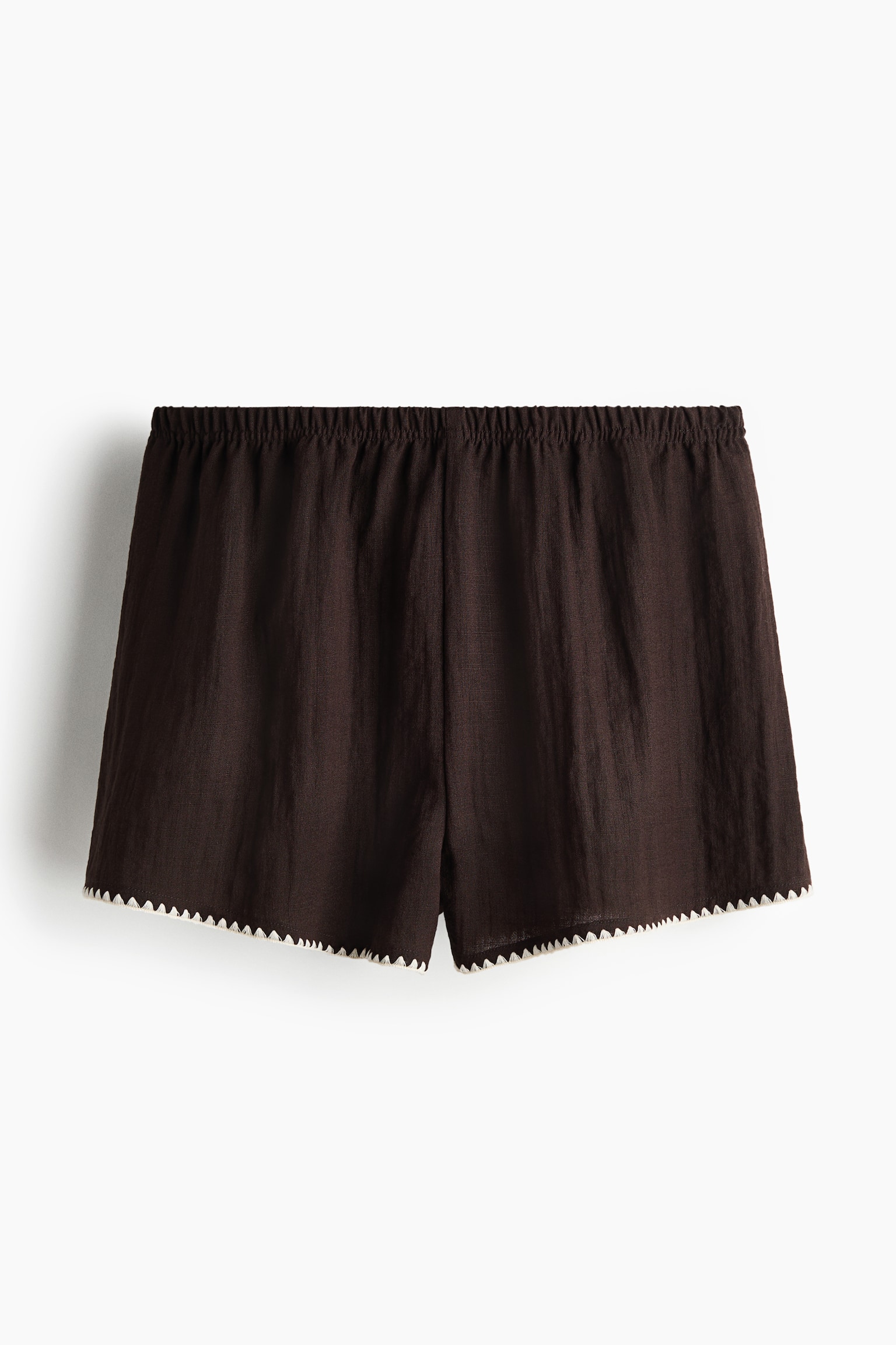 Loose-fit beach shorts - Dark brown/Cream