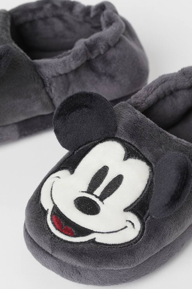 Soft appliquéd slippers - Dark grey/Mickey Mouse - 2