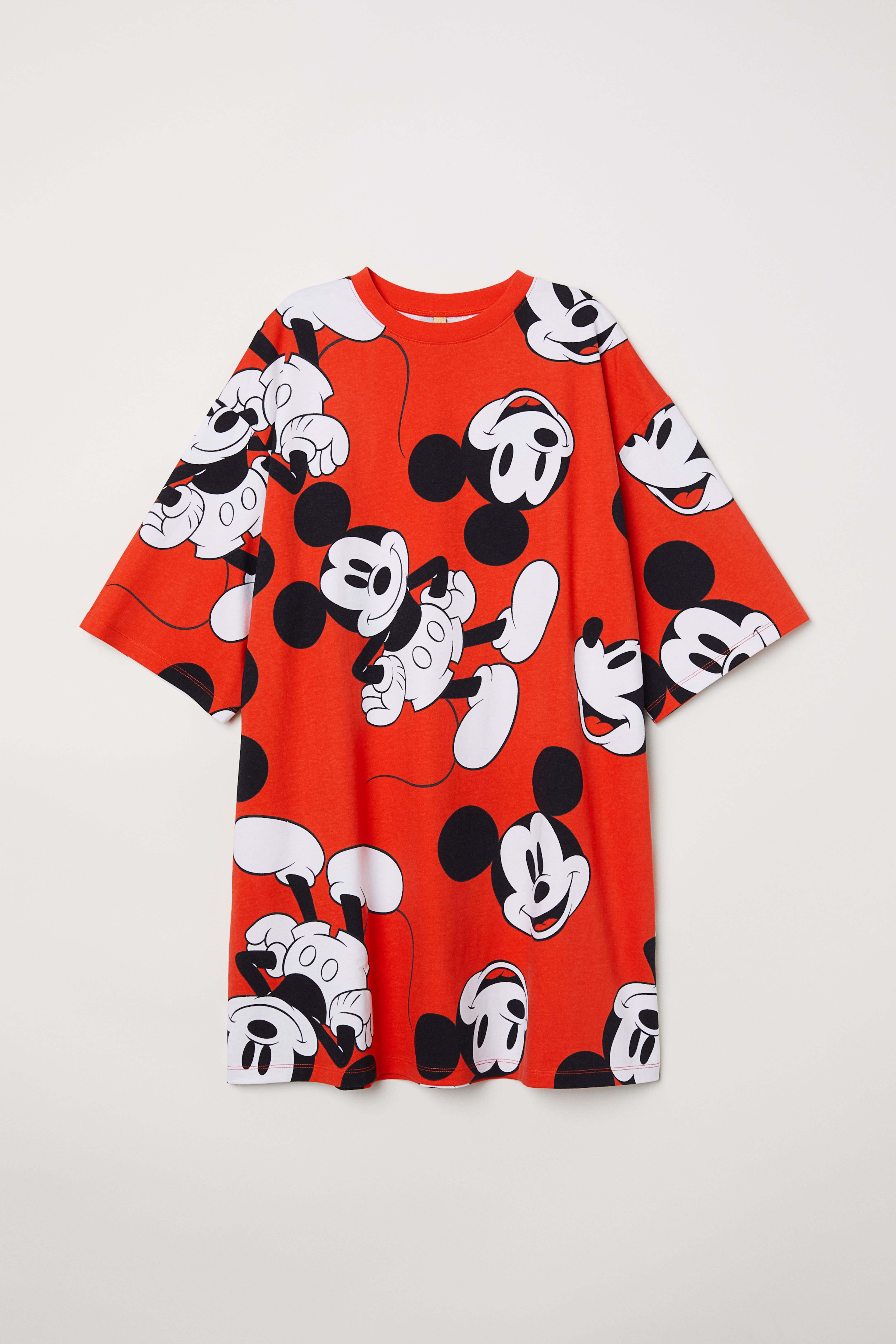 Wide T shirt dress Bright red Mickey Mouse Ladies H M GB