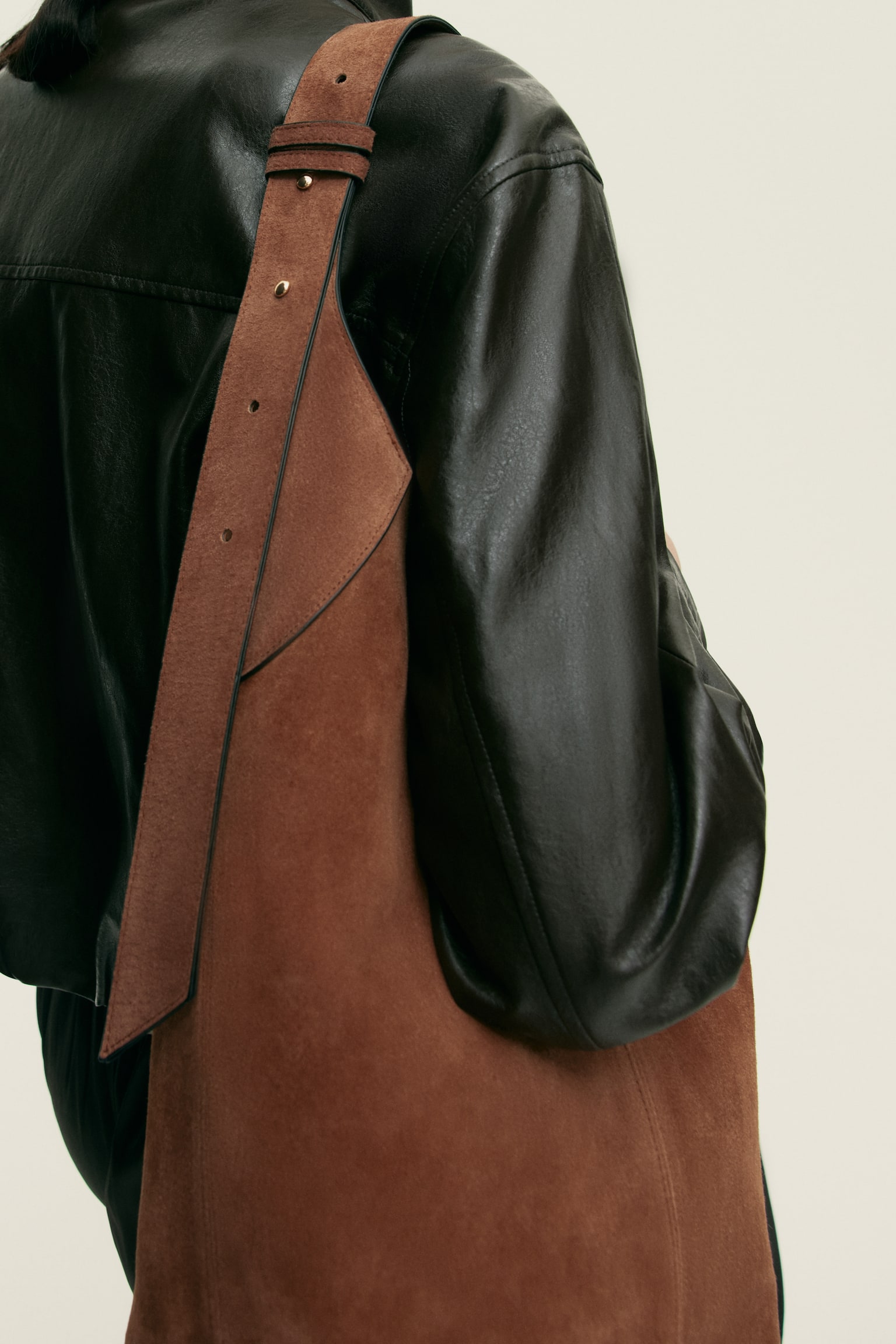 Suede shoulder bag - Brown - 4