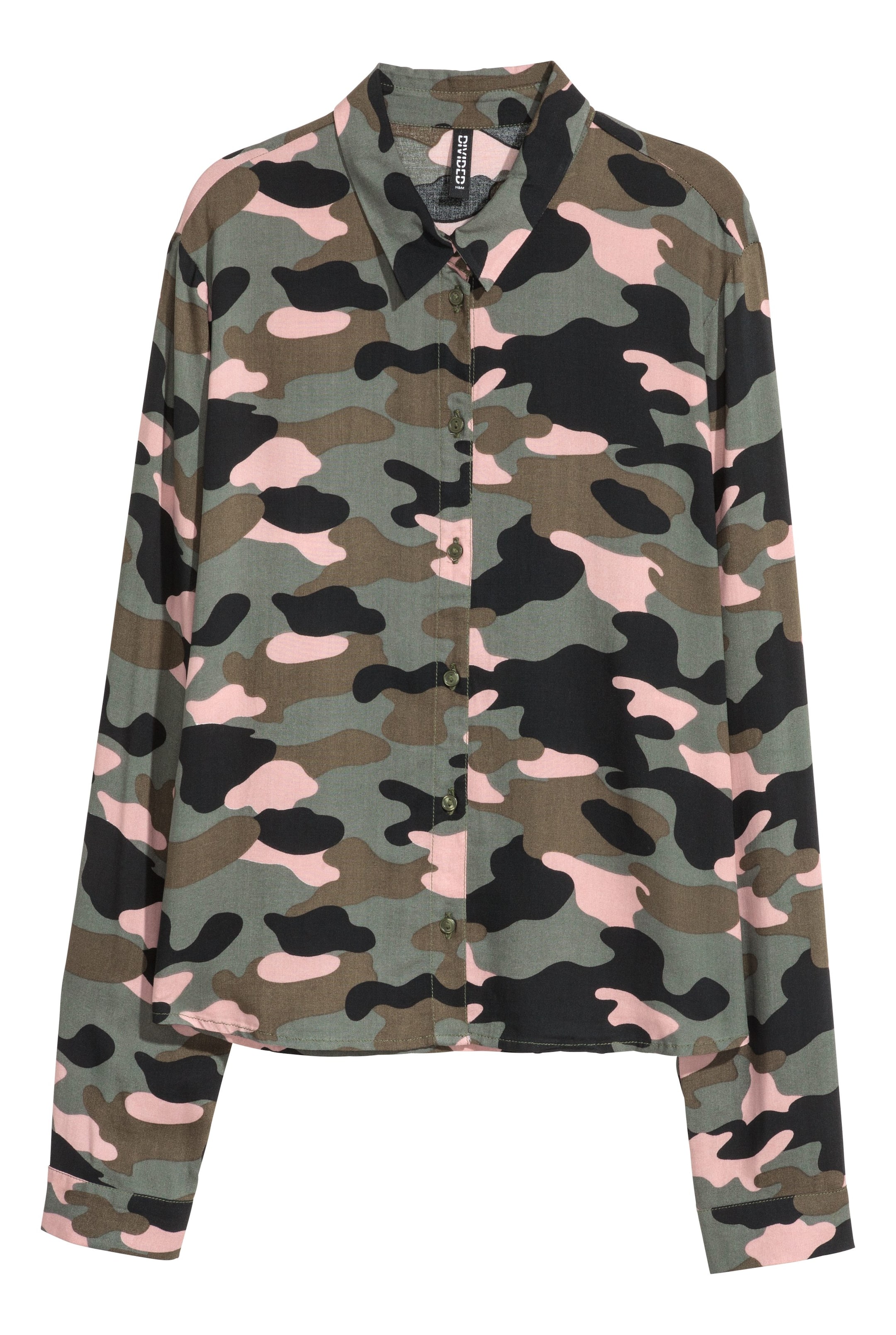 View larger image: Patterned viscose shirt - Khaki green - Ladies | H&M GB 1