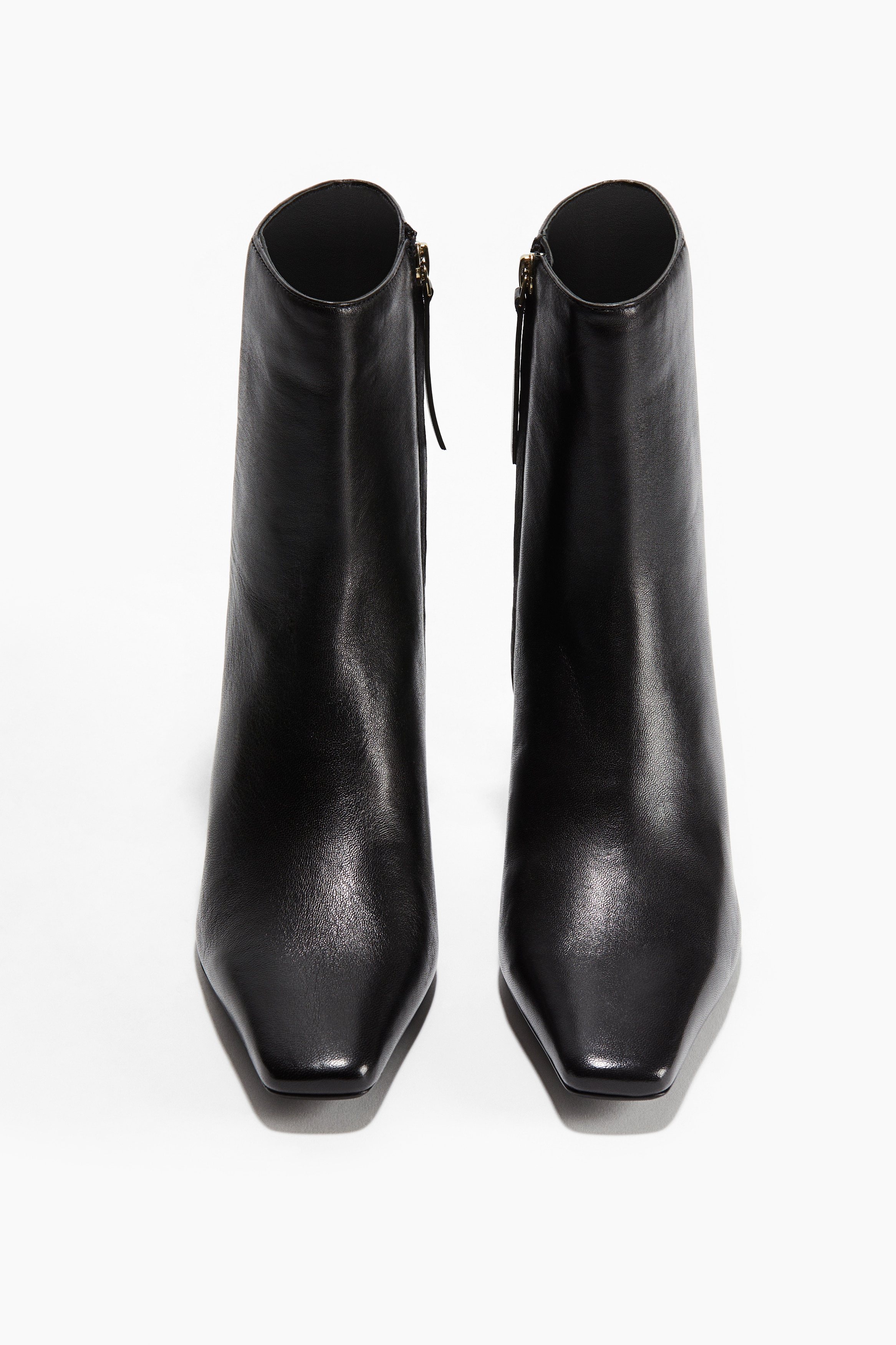 Kožené čižmy s opätkom - Čierna