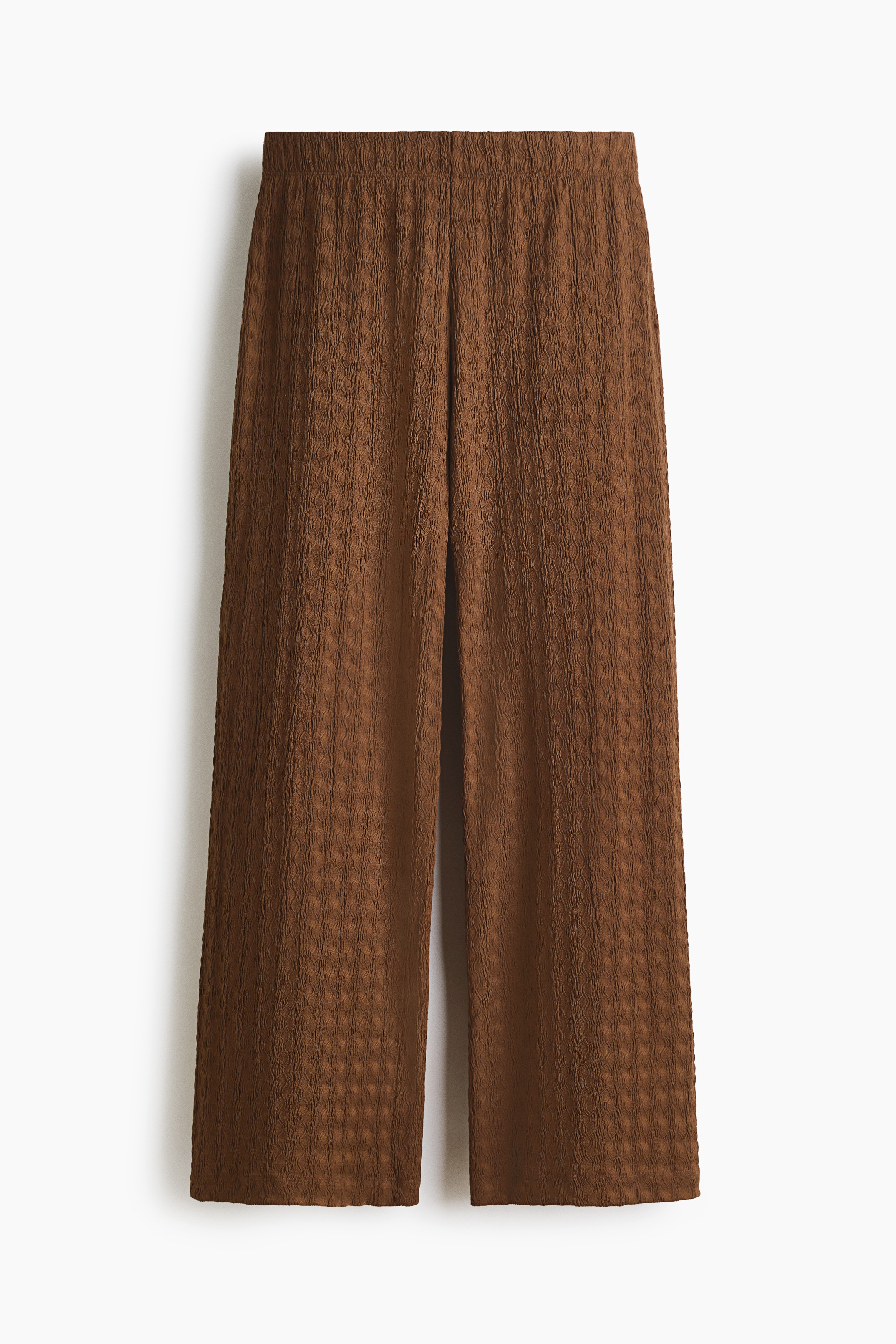 Ankle-length textured jersey trousers - Brown