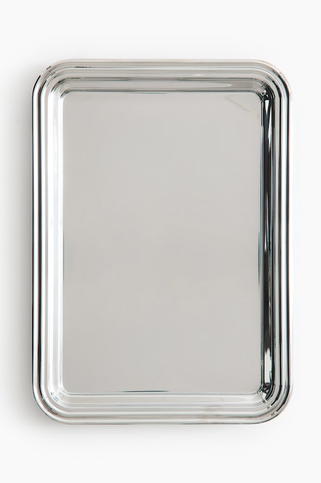 Plateau rectangulaire en inox - Argenté - 1