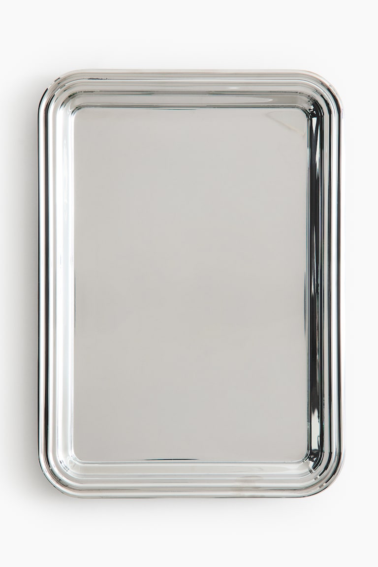Silver-colored Rectangular Stainless Steel Tray at H&M Home