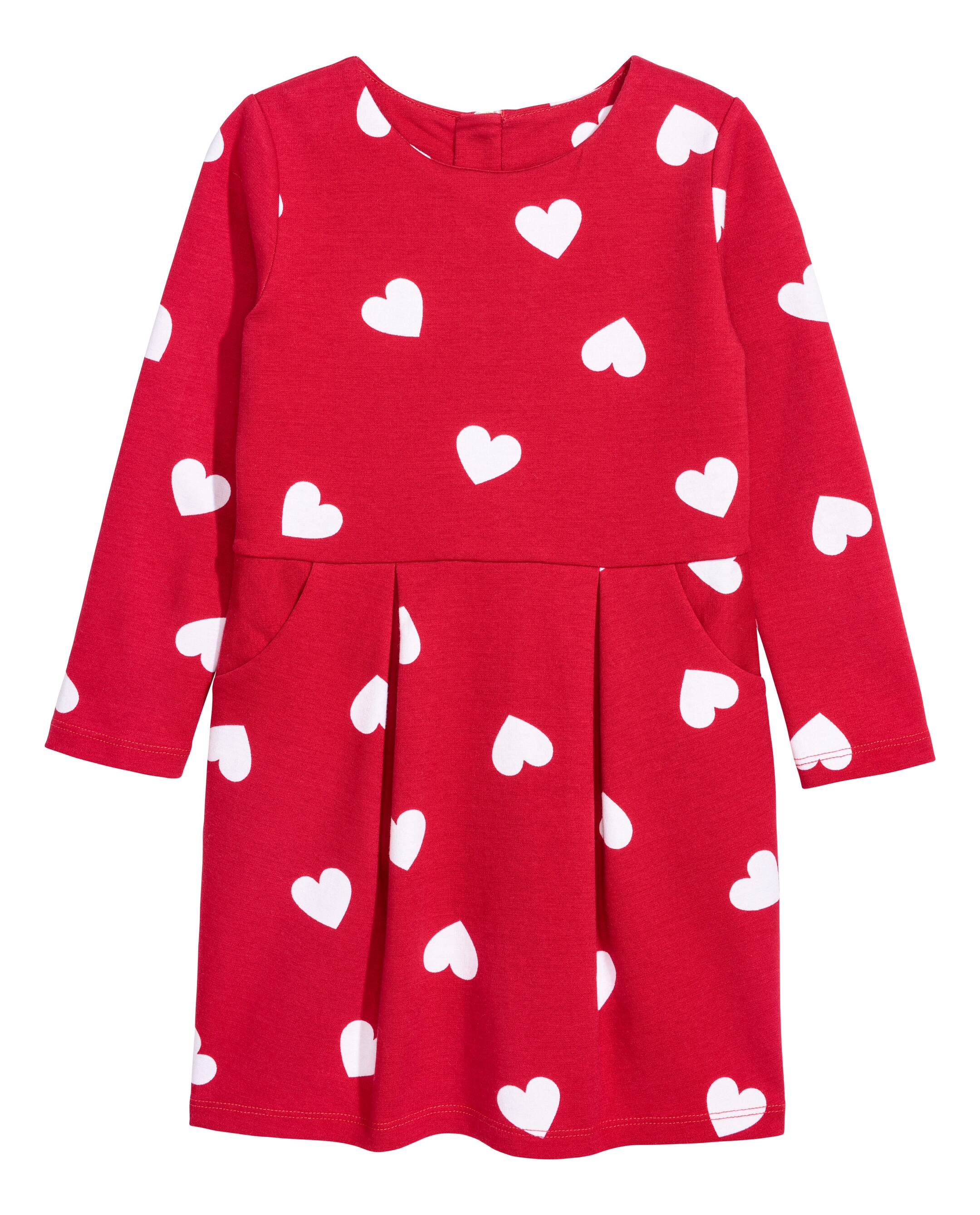 View larger image: Patterned jersey dress - Red/Hearts - Kids | H&M GB 1