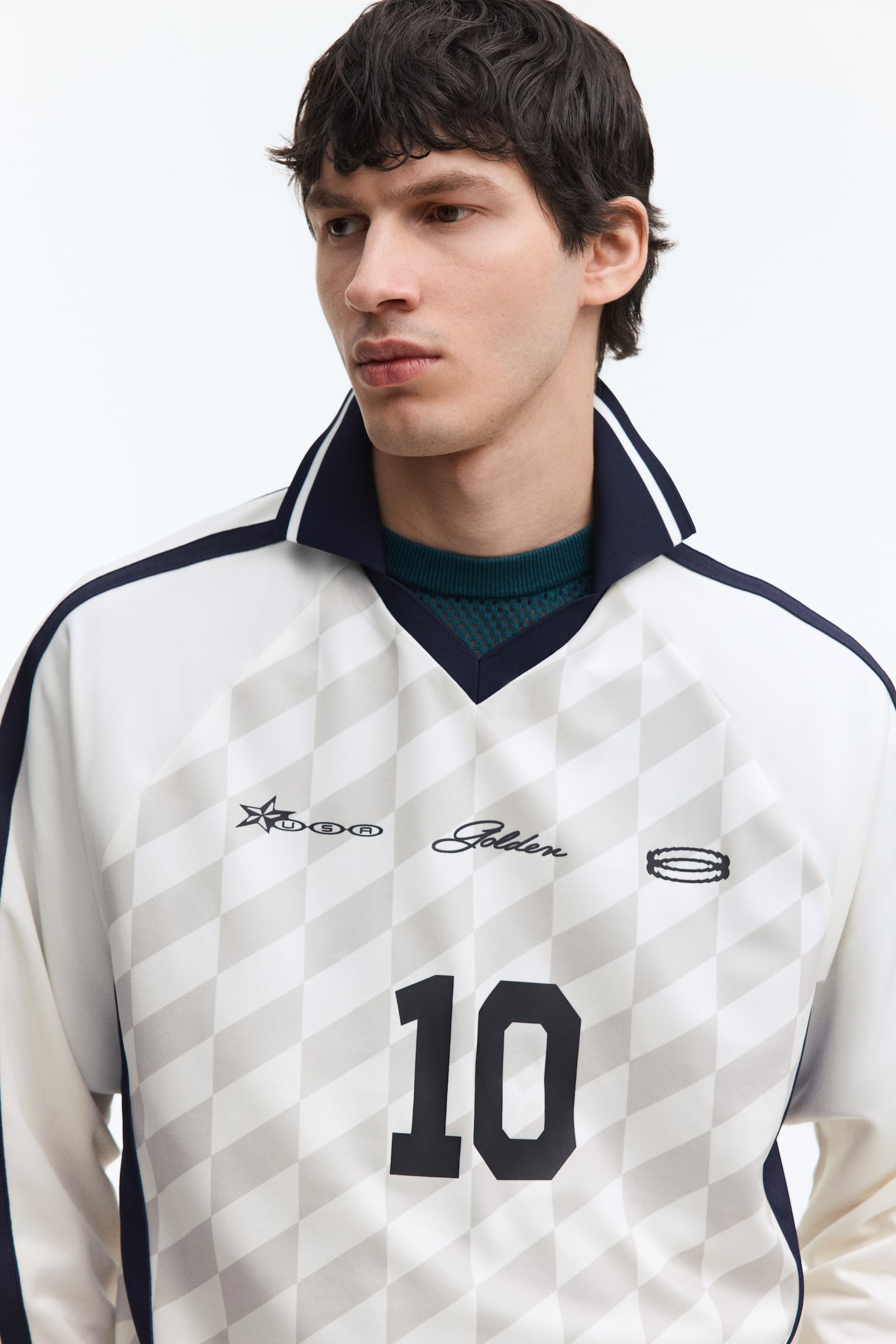 Loose Fit Printed football shirt-White/USA Golden 10 - 1