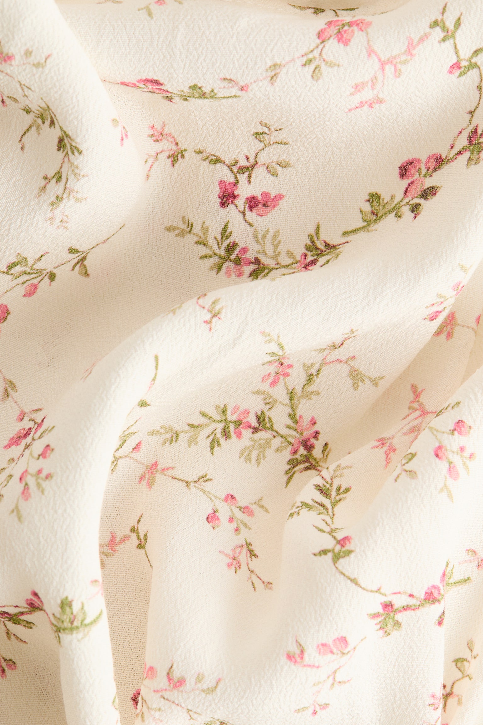 Flounce-trimmed viscose blouse - Light beige/Floral - 3