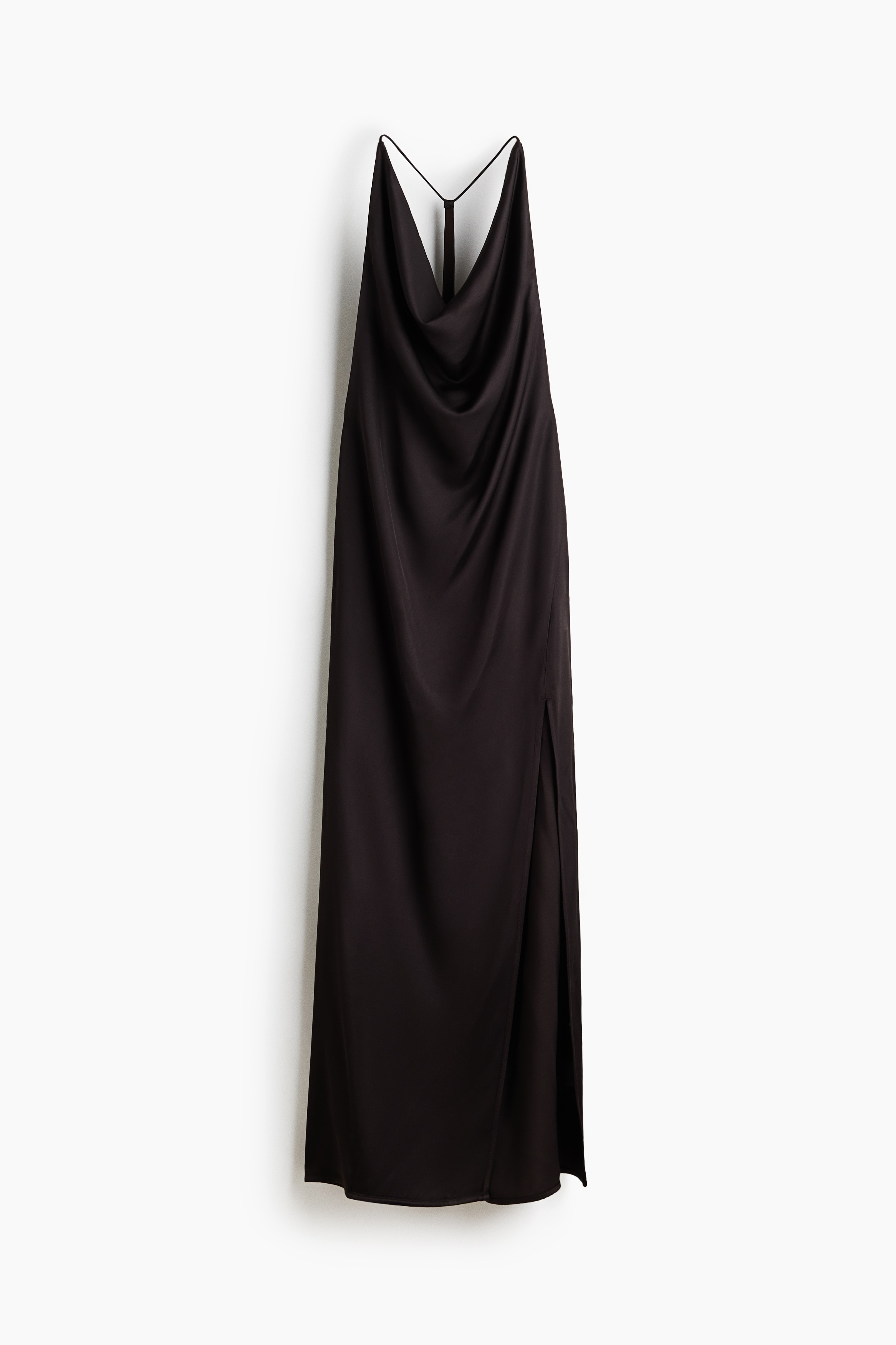 Abito in viscosa di satin con scollo drappeggiato