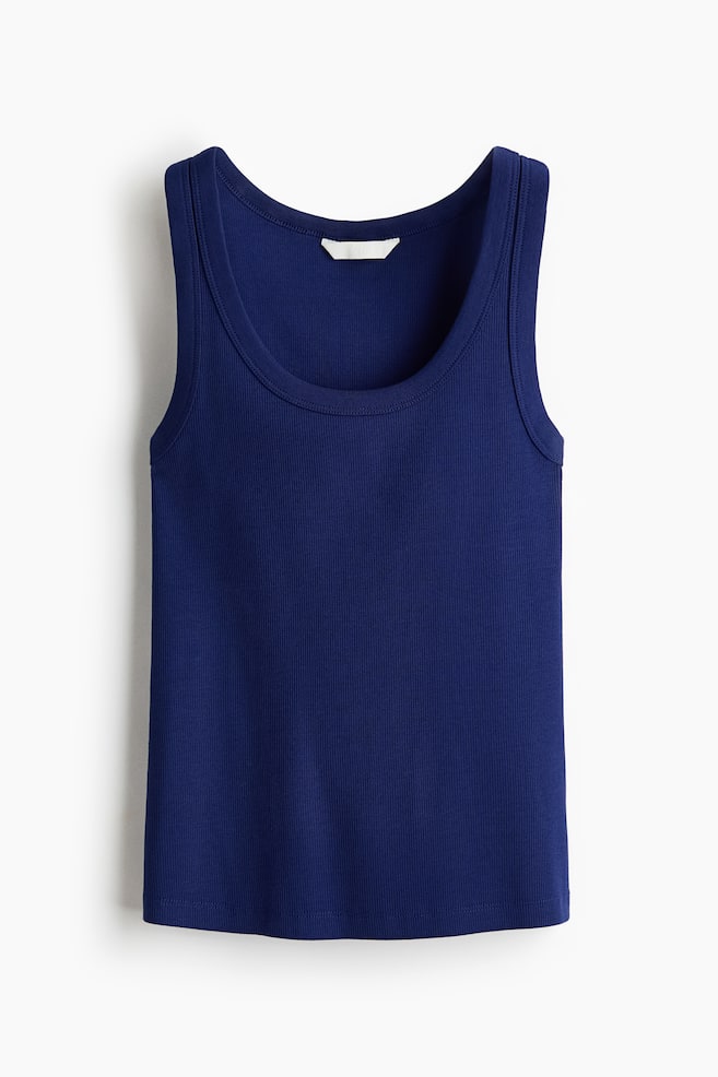 Ribbed Tank Top - Dark blue/White/Dark brown/Light dusty pink/Gray melange/Black/Light beige melange/Burgundy - 1