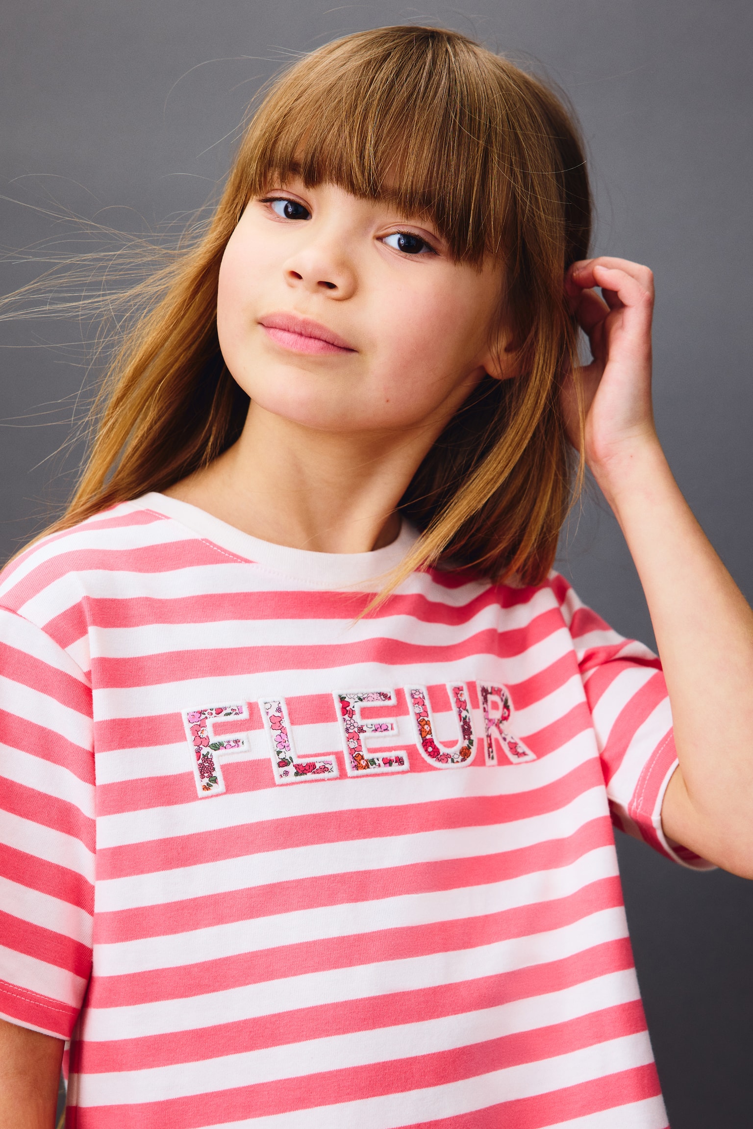 T-shirt i bomuld med applikationer - Hindbærrosa/Fleur - 5