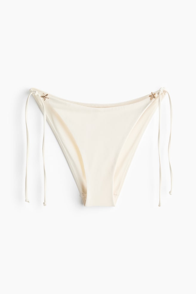 Cueca de biquíni com atilhos - Creme/Verde/Laranja escuro - 1