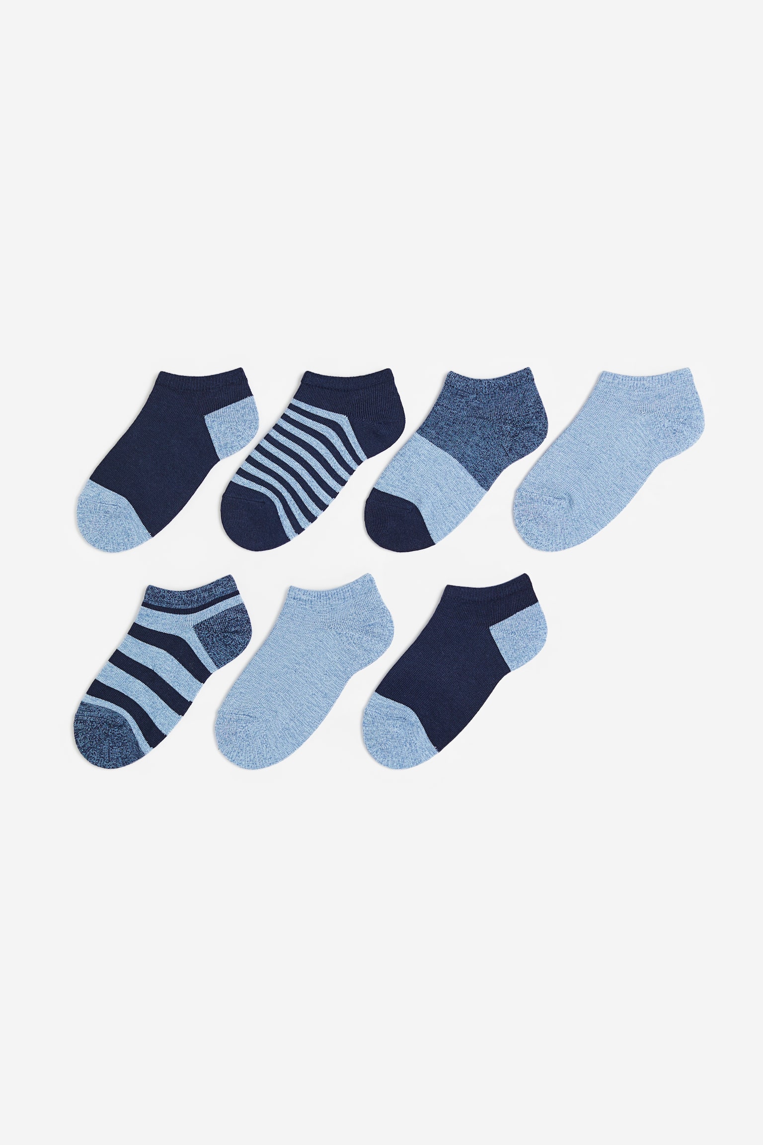 7-pack Sneaker Socks - Blue/Stripe/Light beige/Dinosaurs/Black/Days of the week/Light grey/Days of the week/Light grey marle/Sailing boats/Blue/Animals - 1