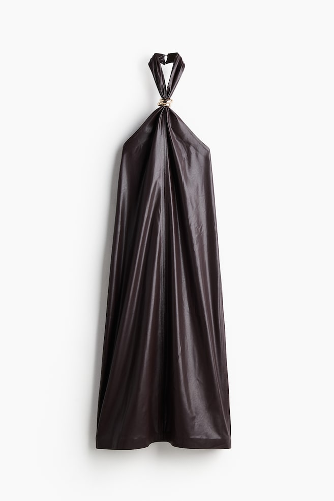 Coated halterneck dress - Burgundy - 1