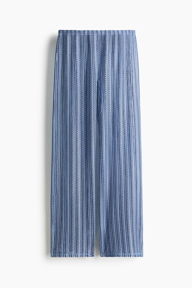 Wide hole-knit trousers - Light blue/Striped/Light beige/Black striped - 1