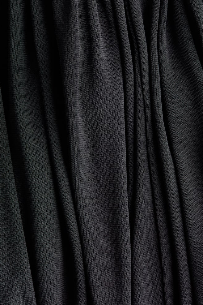 Draped One-Shoulder Dress-Black - 5