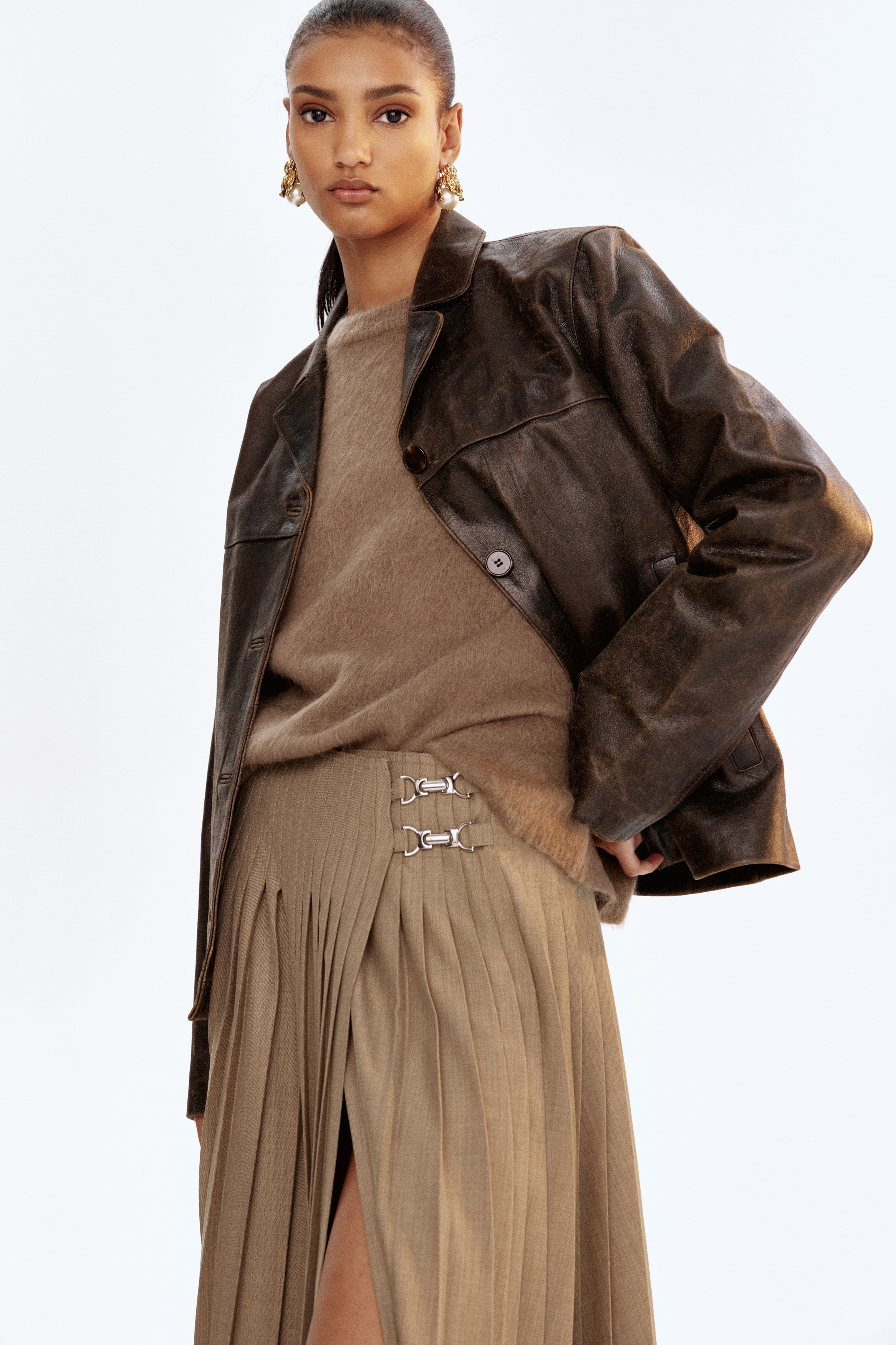 Women's Beige Pleated Wrap Skirt | H&M CA