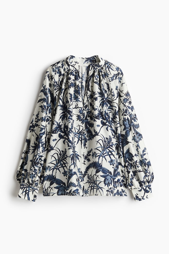 Blouse oversize - Blanc/motif bleu marine/Blanc/motif bleu/Beige clair/imprimé léopard - 1